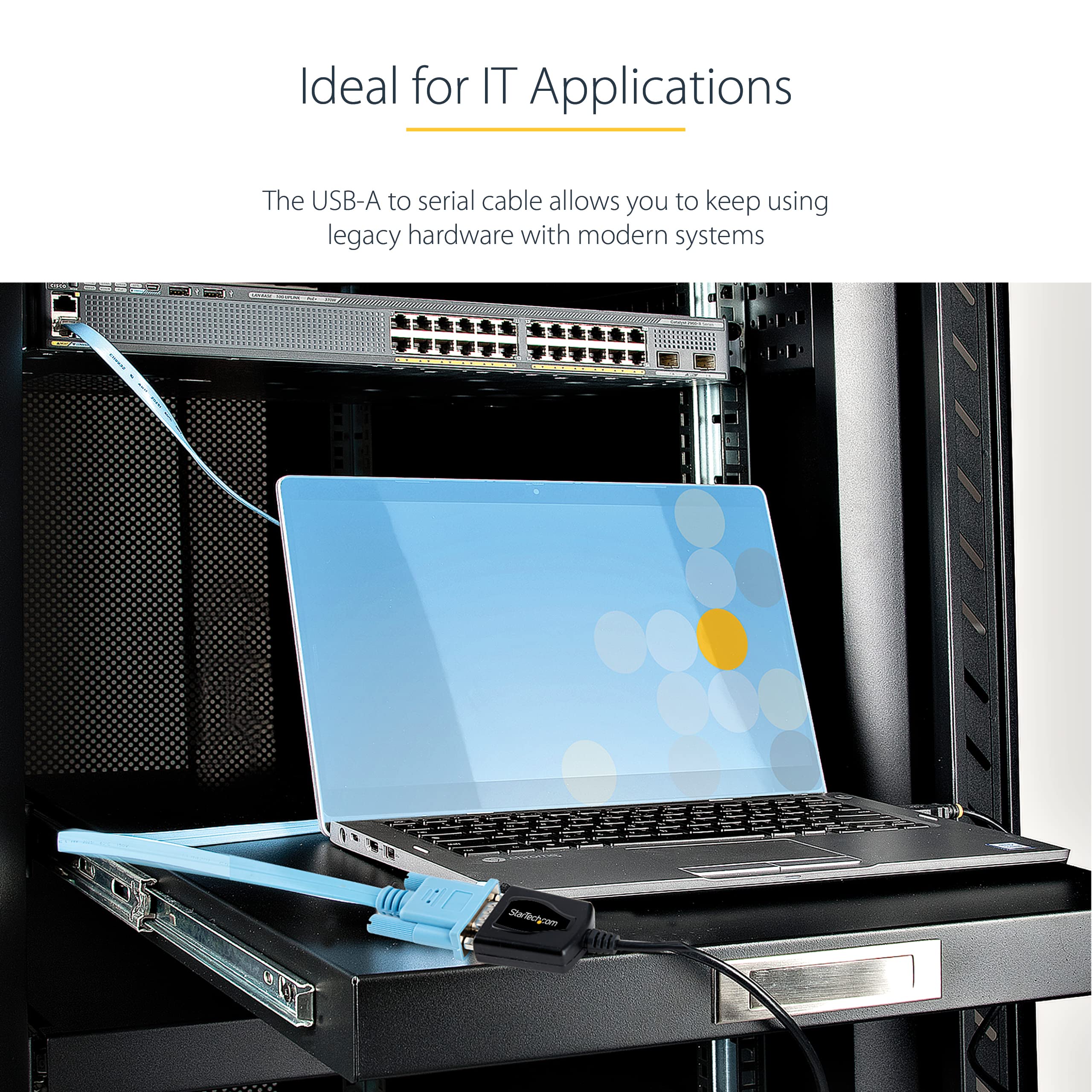 StarTech Câble USB vers RS232 1m, DB9 Mâle, Prolific (1P3FPC-USB-SERIAL) | Retention COM, Convertisseur, Windows/Mac, Pour PLC/Imprimante/Scanner