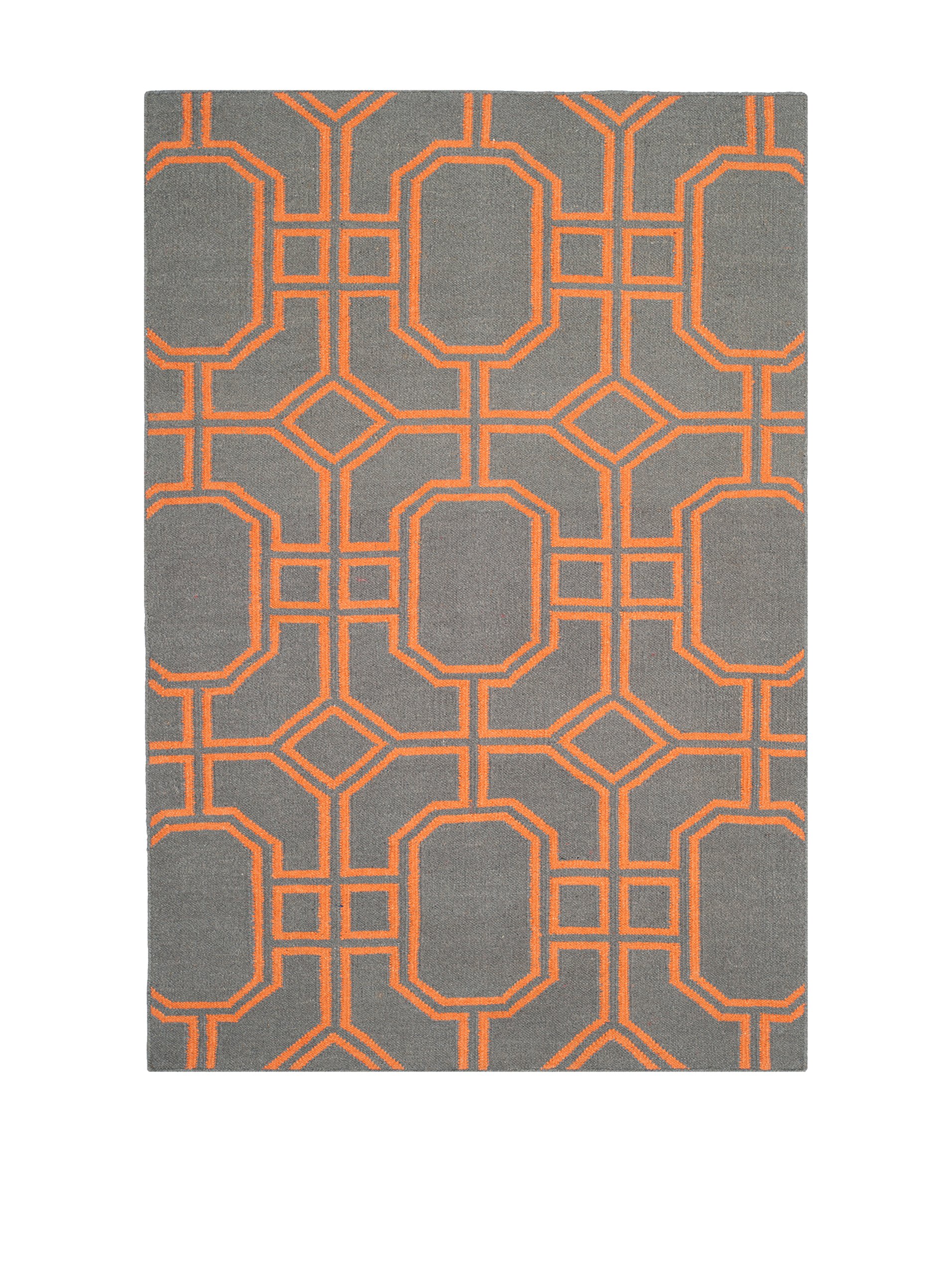 Safavieh Contemporary Indoor Flatweave Rectangle Area Rug, Dhurrie Collection, DHU860, in Blue / Orange