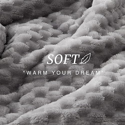 Miniatura 5 de EXQ Home Manta de forro polar, tamaño individual para sofá o cama, manta decorativa de imitación 3D de tortuga jacquard, acogedora manta de franela