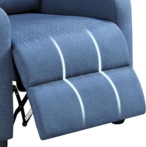 Miniatura 9 de Yaheetech Asiento de cine en casa Silla reclinable de tela moderna individual sala de estar sofá reclinable con bolsillo, resorte azul claro