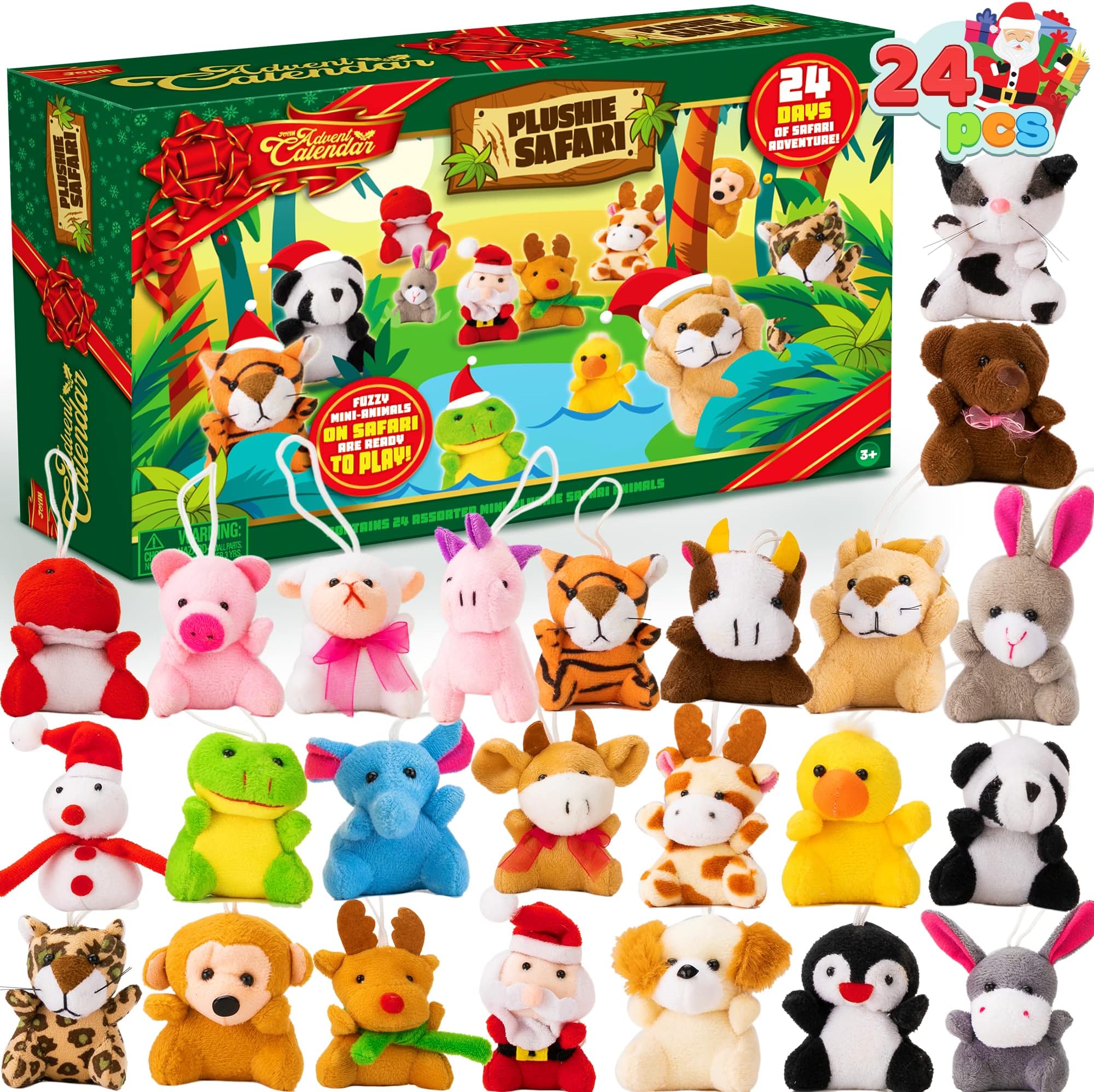 JOYIN 2025 Christmas Advent Calendar with Mini Animal Plush, 24 Days Countdow...