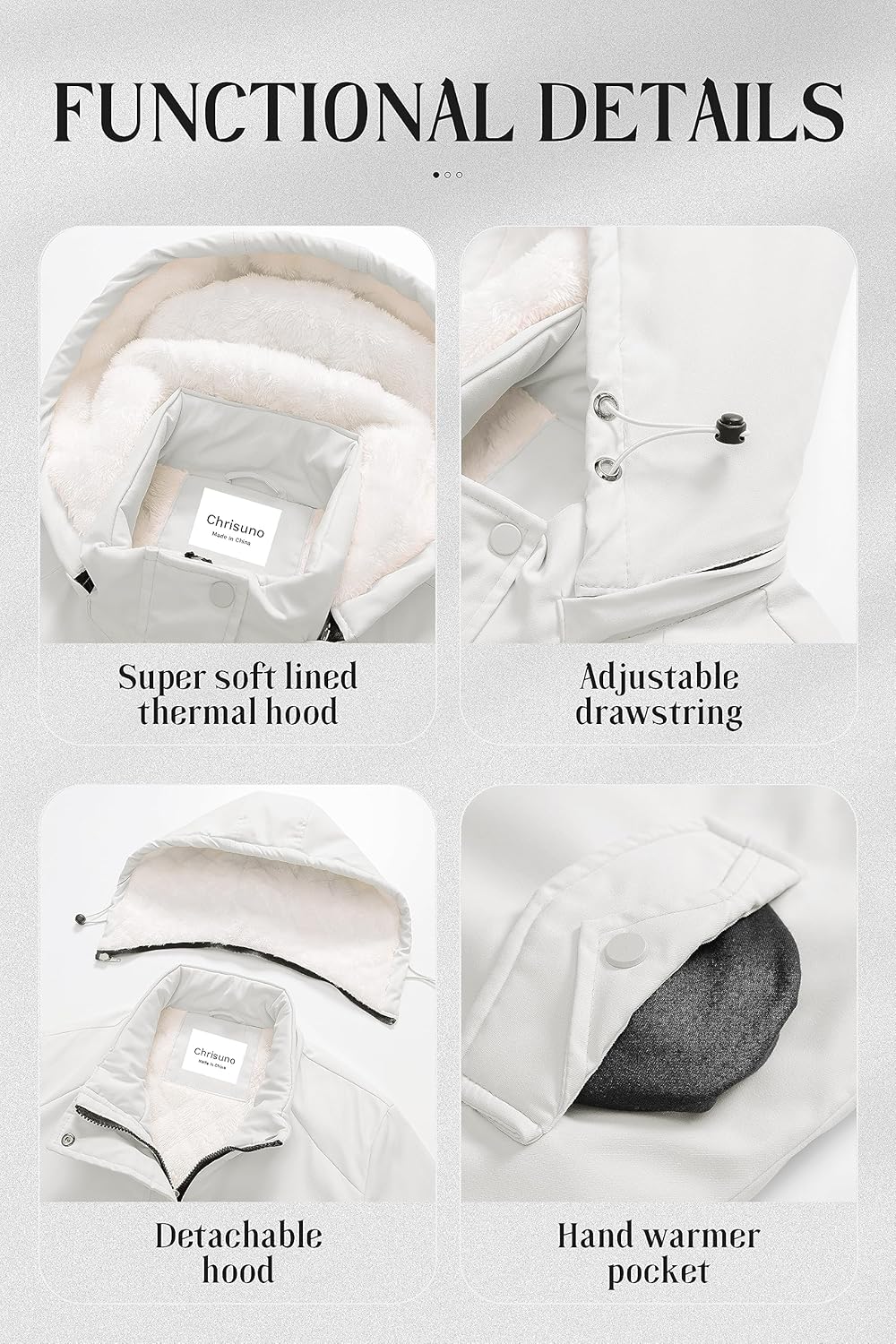 Chrisuno Women's Mid-Length Parka Winter Outerwear Jacket Soft Fleece Warm Snow Coat - Image 6