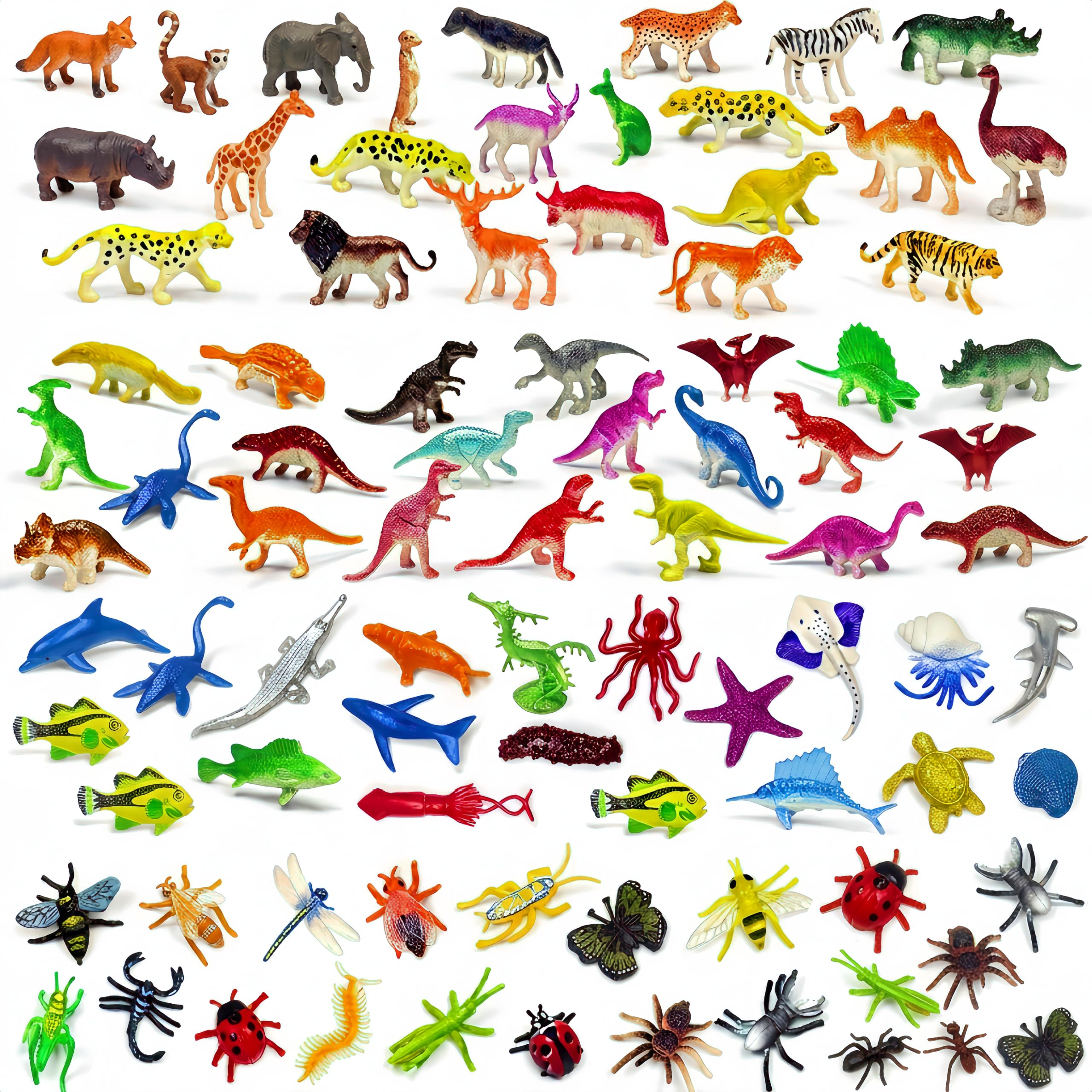 120 Pcs Assorted Dinosaur, Ocean, Sea, Farm, Jungle, Wild Animals