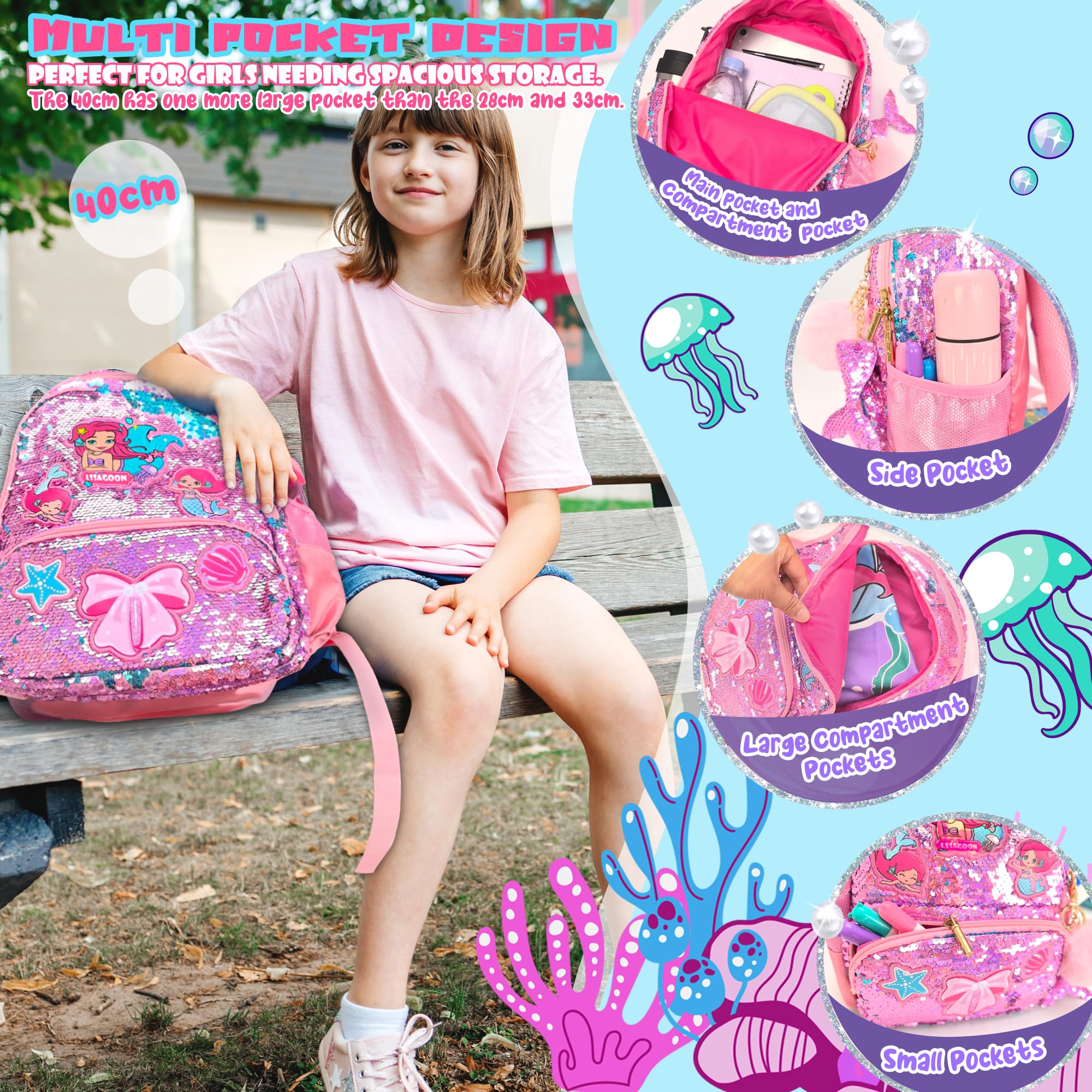 Sac à Dos Fille Licorne Paillettes, Cartable Enfant Maternelle Mignon, Sac Ecole Fille Primaire Mode, Petites Backpack Préscolaire pour Scolaire Garderie Ecole, Cadeau pour Anniversaire Xmas