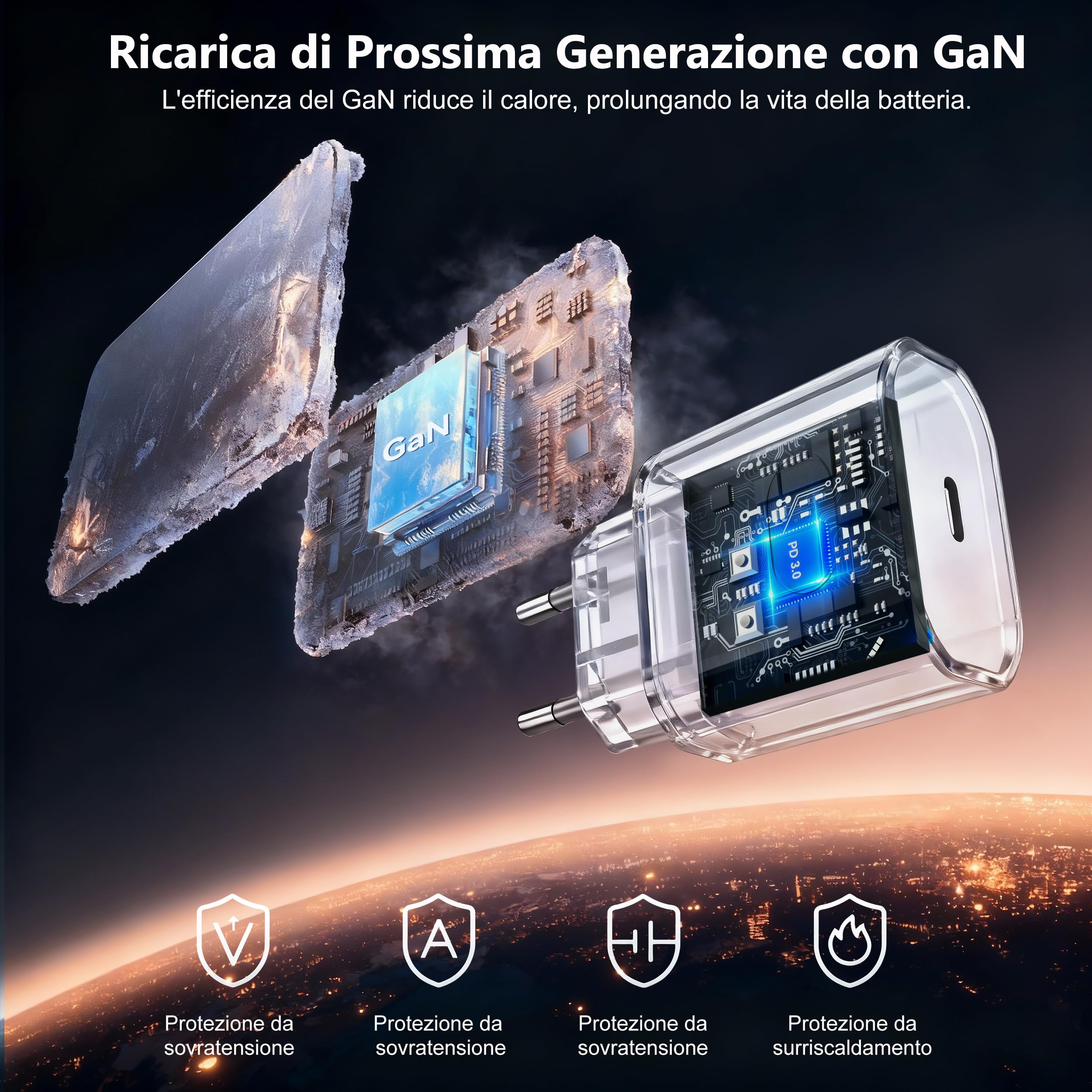 Caricatore USB C 40W per iPhone 17/17 Pro/17 Pro Max/17 Air, iPhone 16/15, USB C Caricabatterie Alimentatore Presa Spina Veloce con Cavo 2M