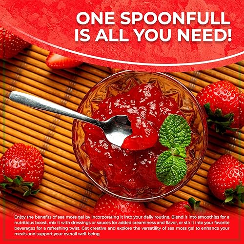 Miniatura 8 de Irish Sea Moss Gel Organic Raw - Wildcrafted Superfood Seamoss Gel - Strawberry Flavor, Vitamin and Mineral-Rich from Pristine Caribbean Waters,