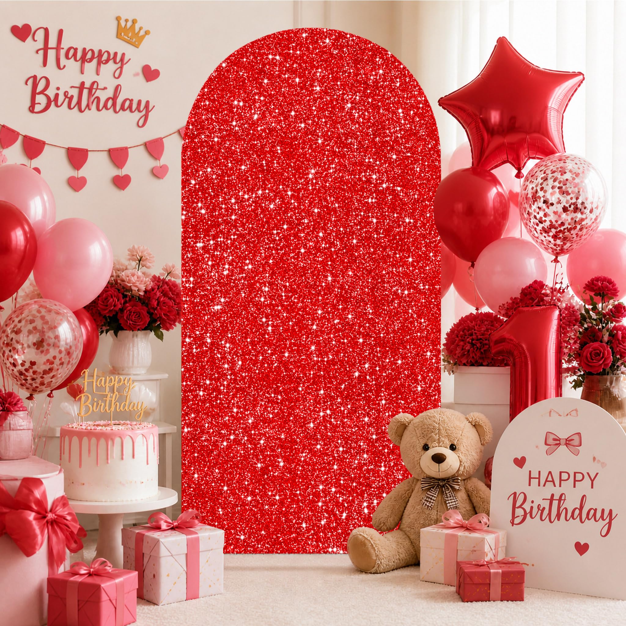 Red Sequin Arch Cover 6ft Halloween Chiara Backdrop Cover