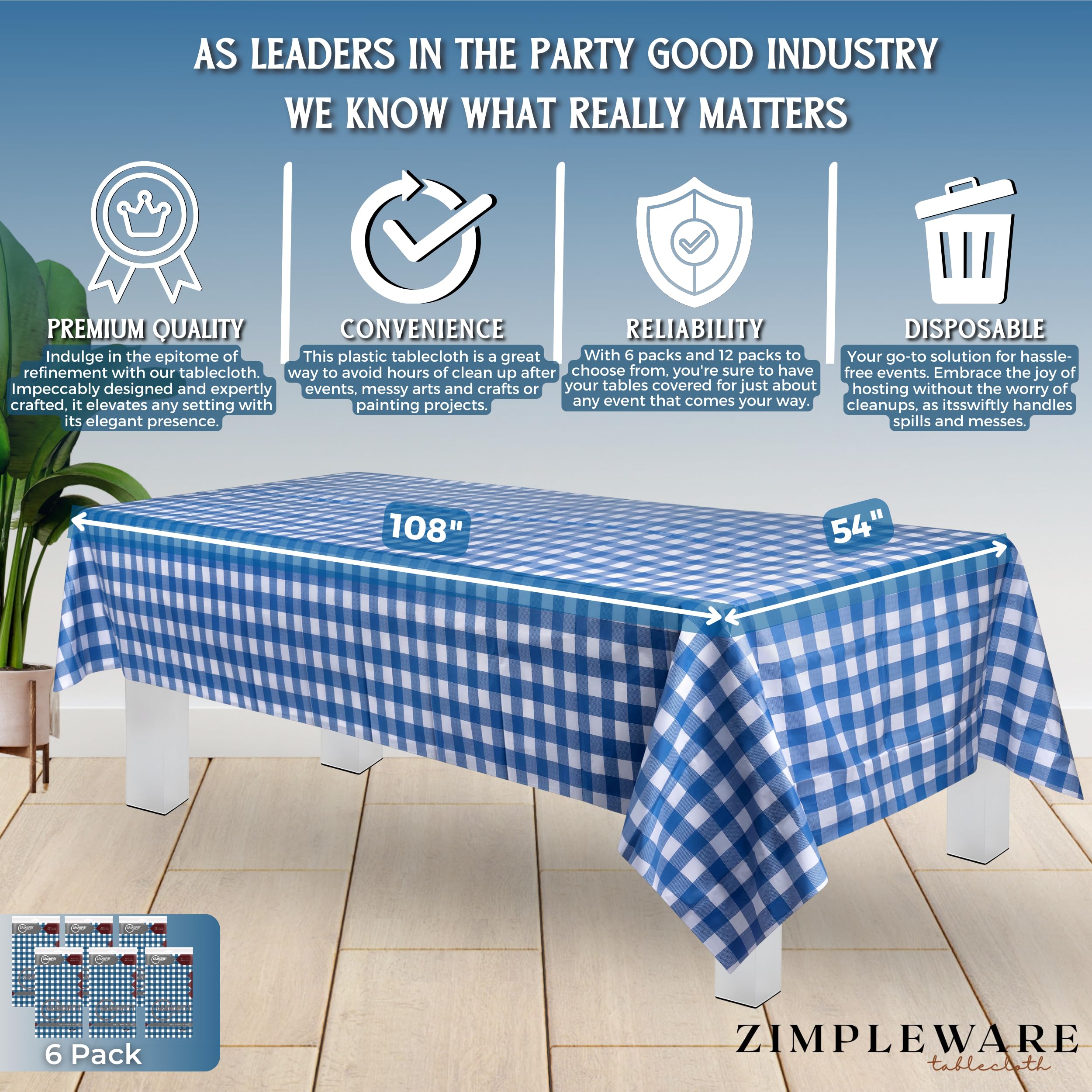 Amazon.co.jp: ZIMPLEWARE ブルーギンガムチェック 6パック 標準