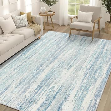 MUJOO 5x7 Washable Area Rug Low Pile Non Slip Modern Abstract Large