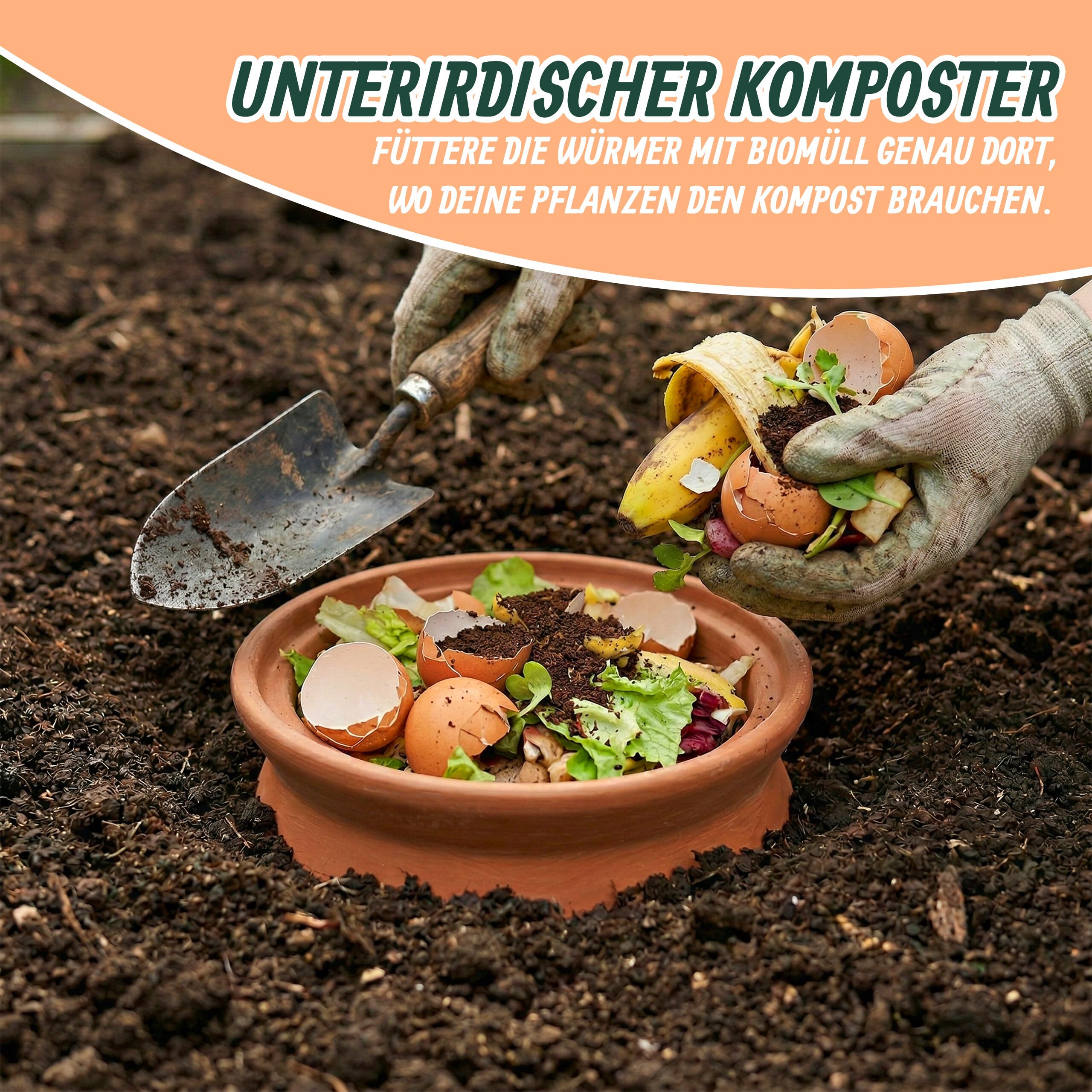 Relaxdays Wurmkomposter zum Eingraben, 5 L, Wurmturm für Küchenabfälle, Deckel, Komposter Garten & Beet, Ton, terrakotta
