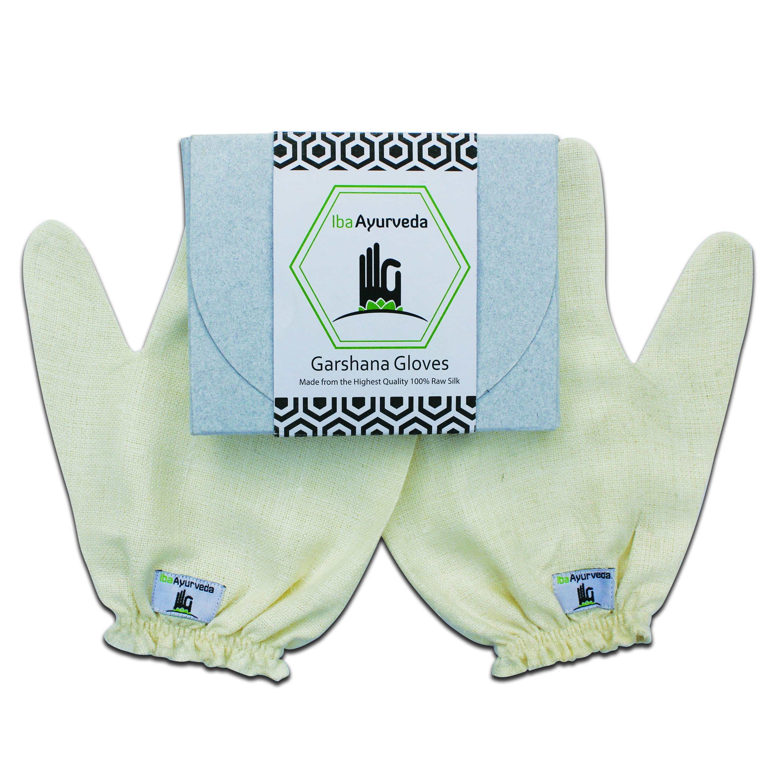 Garshana Massage Gloves - 100% Hand-loomed Raw Silk - Size:Large