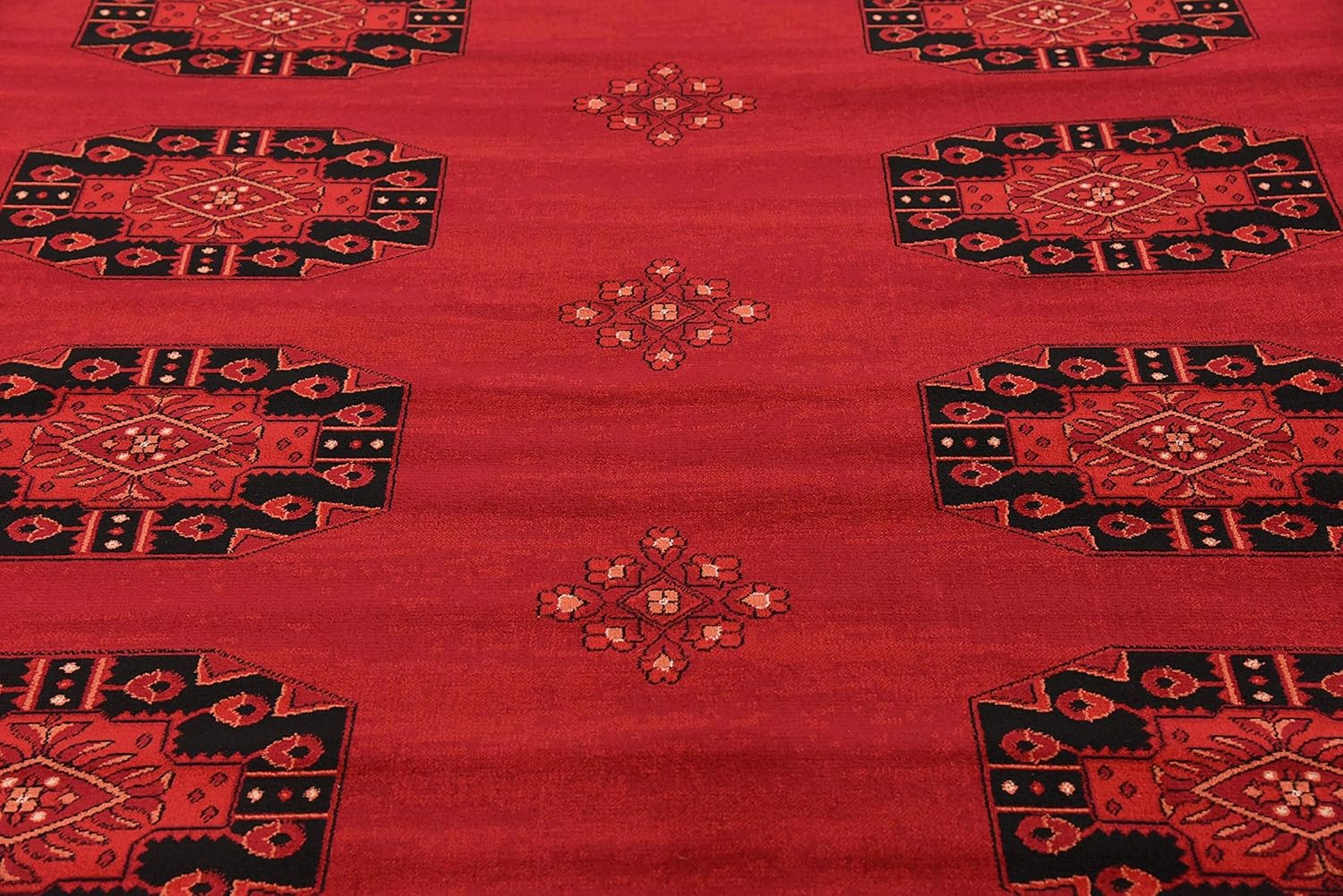 Unique Loom Tekke Collection Alfombra tradicional saturada tradicional sobre teñida, 8 pies 0