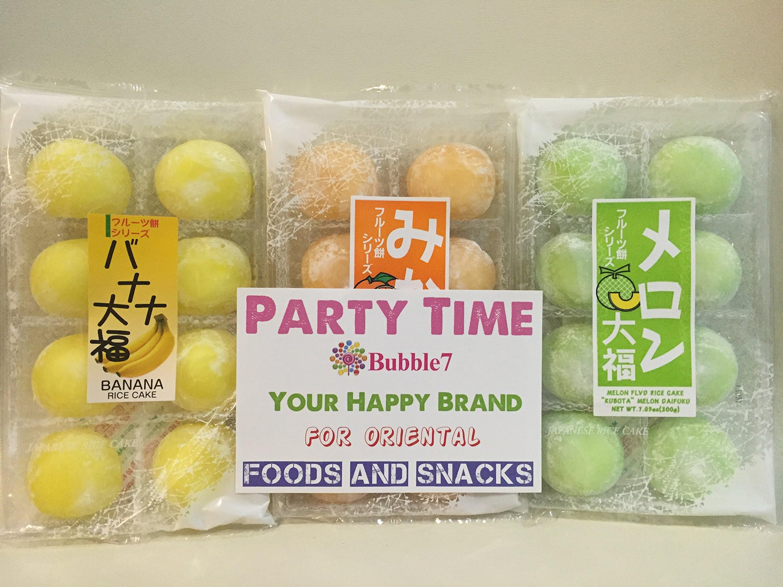 Japanese Mochi Fruits Daifuku (Rice Cake) CHOICE OF: Strawberry, Melon, Green Tea, Orange and Banana Flavors (3 Flavors Mix)
