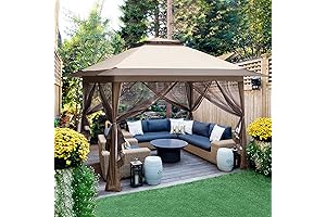 Eagle Peak Instant Pop-Up 13 x 13 Gazebo Tent with Mosquito Netting in Beige/Brown