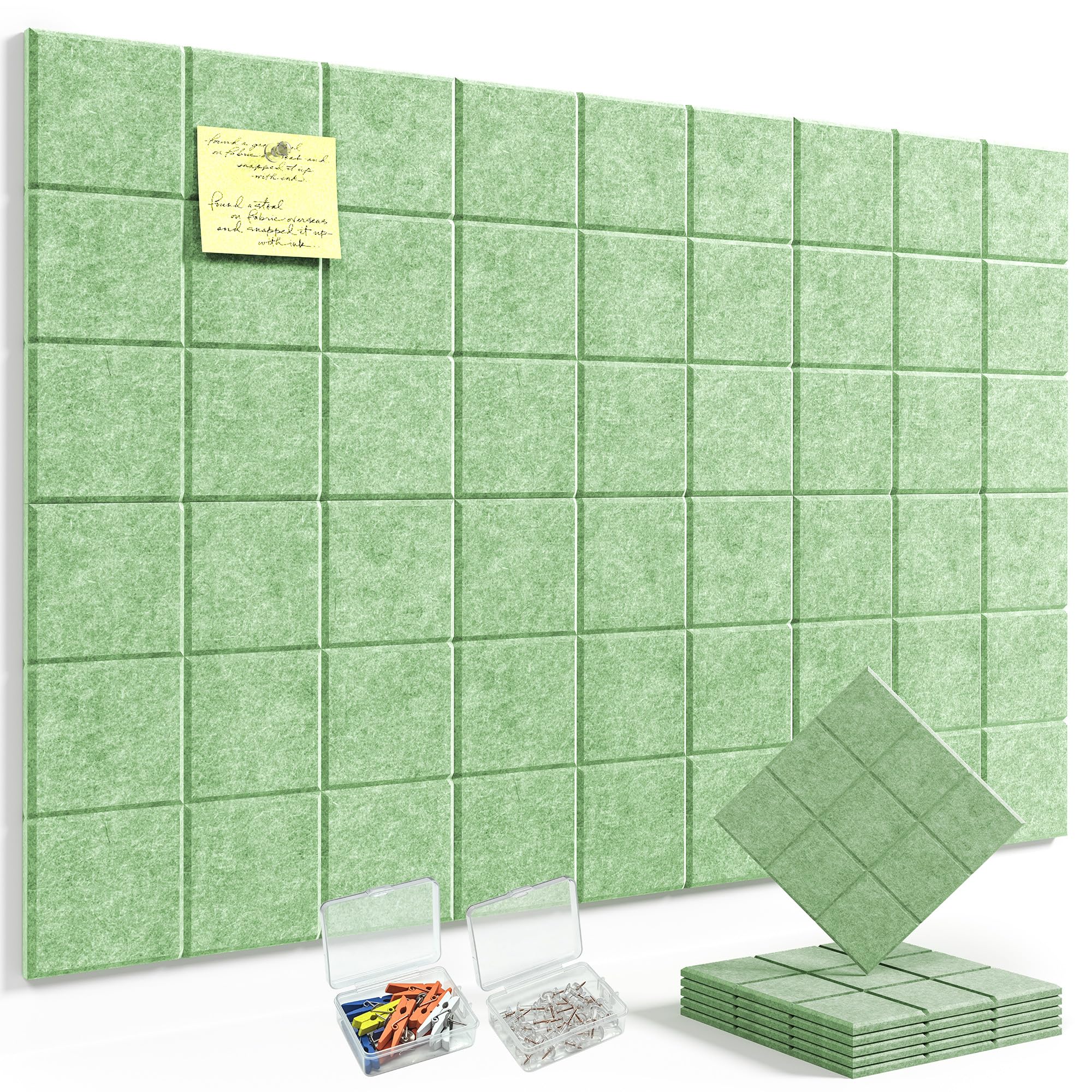 HyFanStr Pin Board Notice Board, 6 Pack 30x30cm Felt Bulletin Board Tiles, Removable Self Adhesive Cork Board Alternative for Classroom Wall Home Office Kitchen, 0.9cm Thick