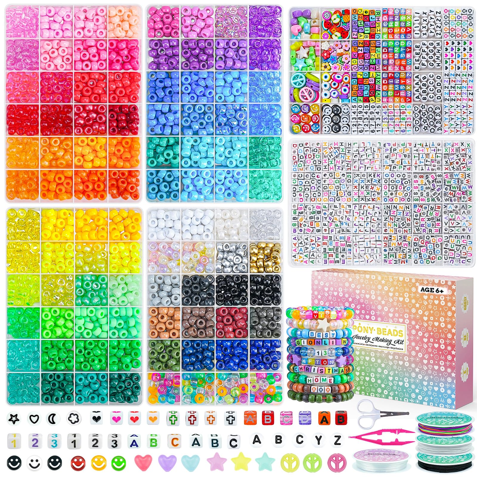 Sistenia 4500Pcs Pony Beads Bracelet Making Kit