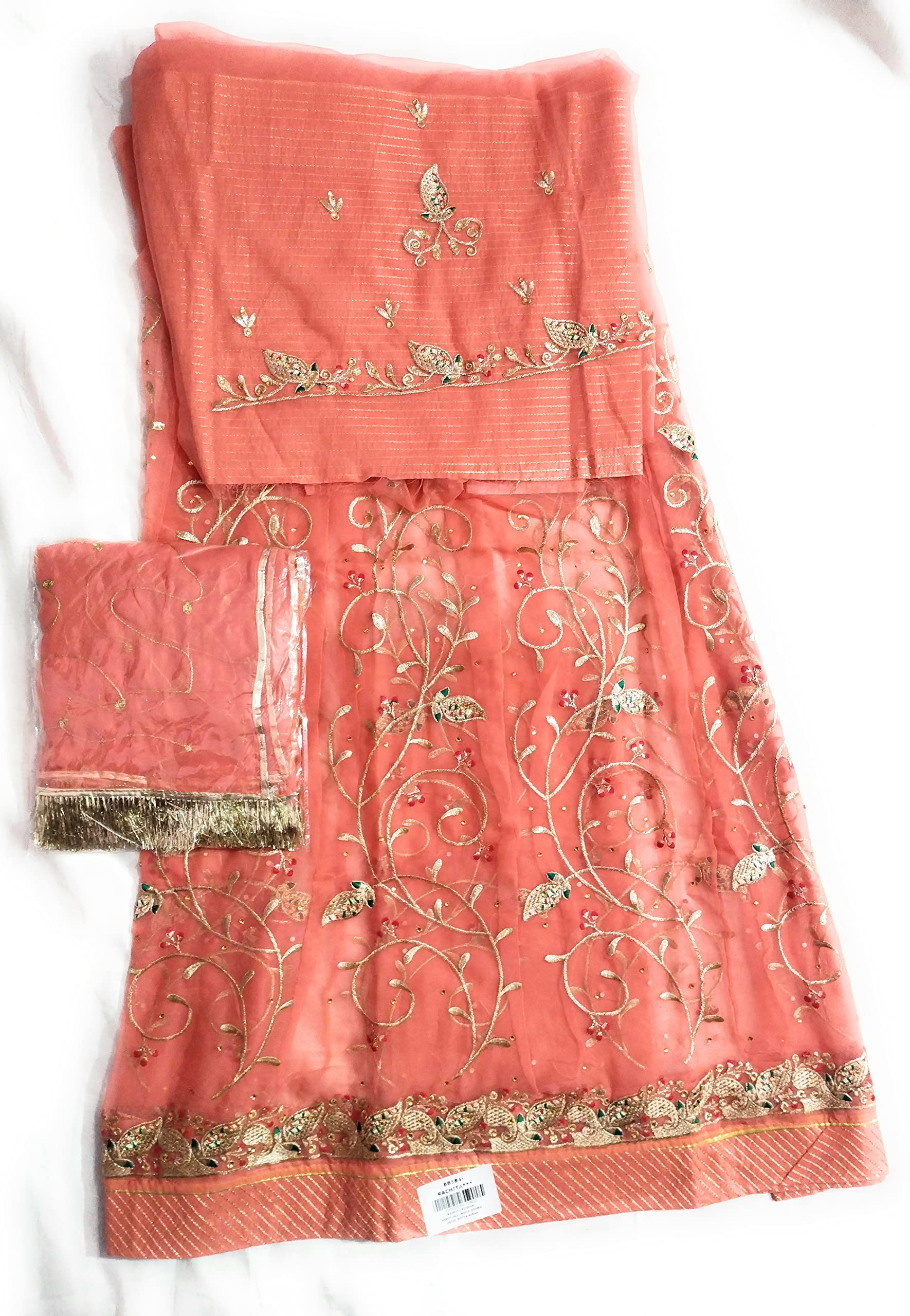 GenericRajputi Ambrodi work Green poshak, Cotton