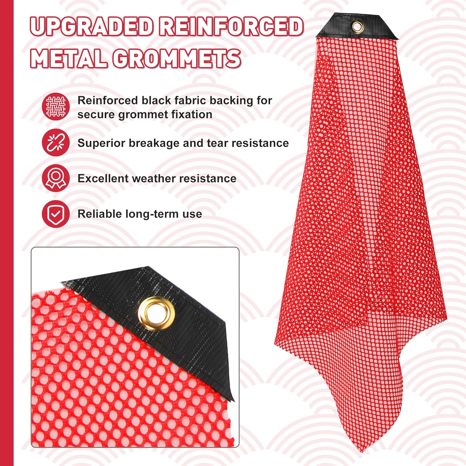 Starry 18.5x18inch Safety Flags for Trucks Mesh Construction Bright Red Flag for Truck Loads with Bungee Cords Durable Warning Oversize Load Signs for Trucks Trailer Car 12Pack