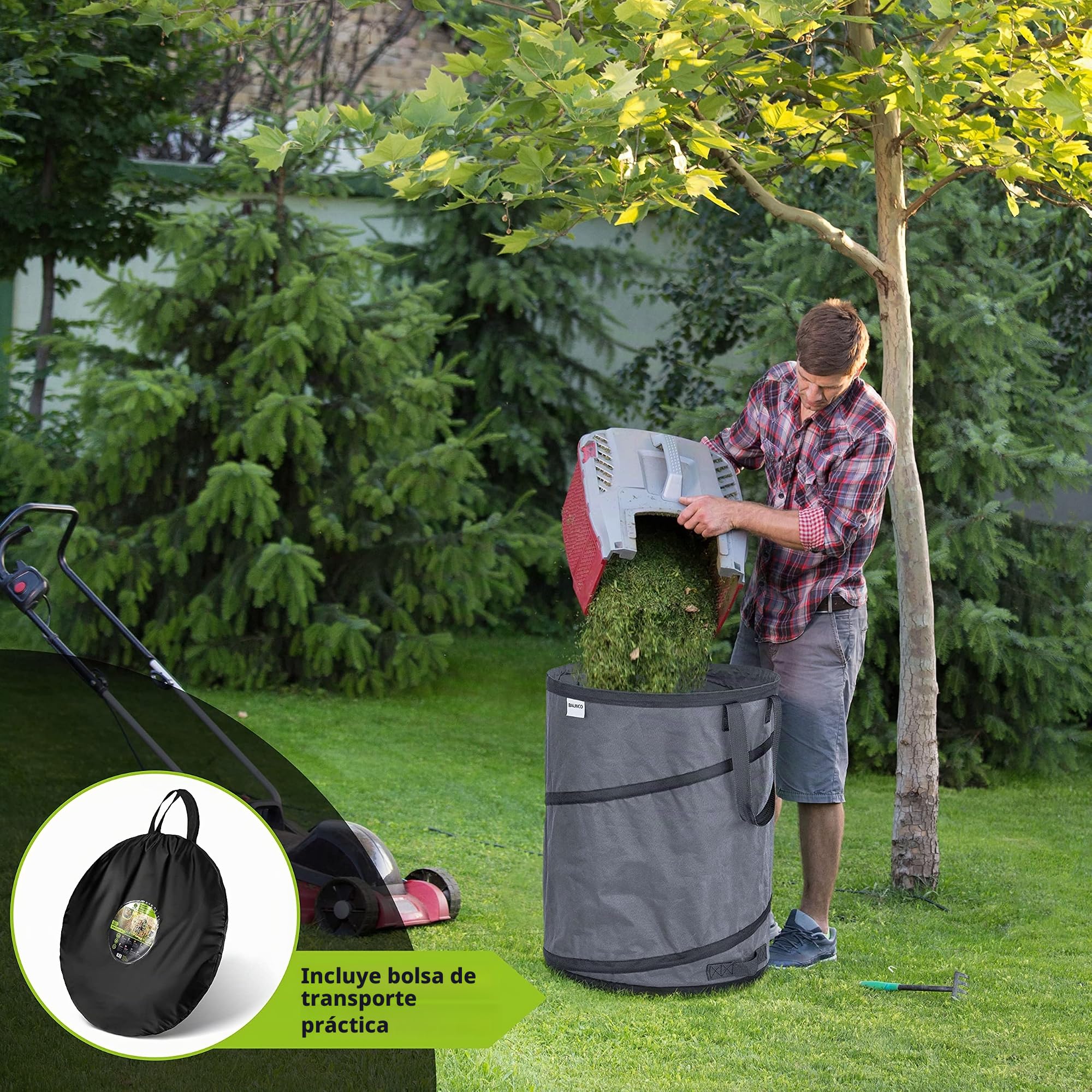 3x 170 litros saco de basura de jardín desplegable gris autoportante y estable | saco de hojas | bolsas de basura verdes plegable, grande de poliéster extremadamente robusto 220 g/m²