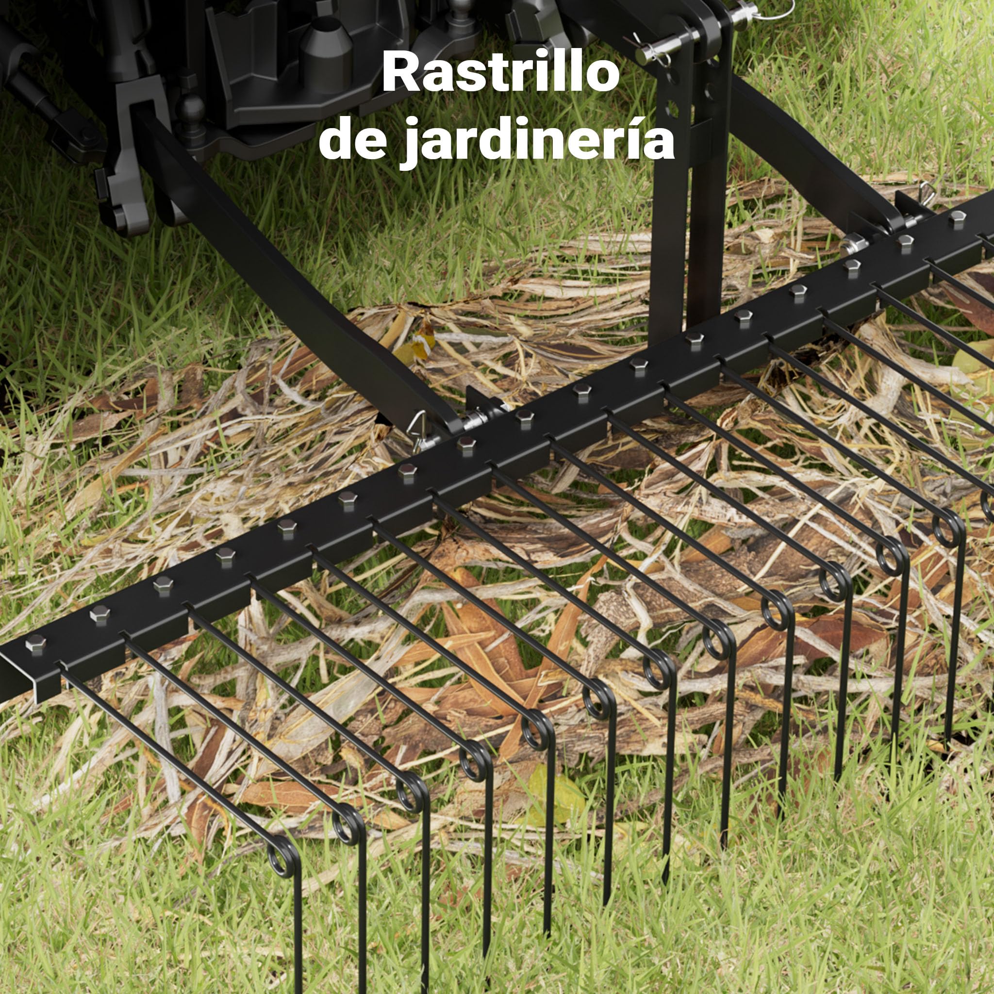 Wiltec Escarificador de césped 183 cm de ancho de trabajo y 24 púas, aireador de césped quita musgo rastrillo para tractores cortacésped, ATV y UTV