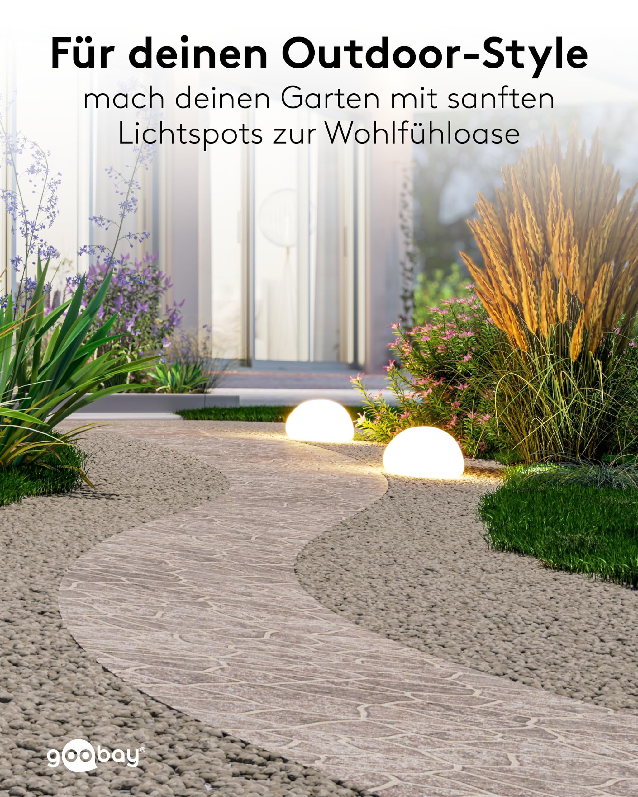 goobay Zestaw kamieni solarnych LED 24 cm, kula świetlna RGB do użytku na zewnątrz, IP44, odporna na warunki atmosferyczne, lampa solarna lampa dekoracyjna na taras, balkon, do ogrodu, nastrojowe