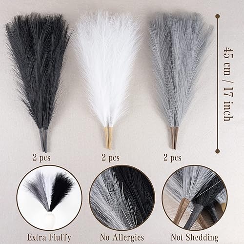 Miniatura 3 de Decoración de hierba de las pampas, 6 tallos de 18 pulgadas, arreglo floral pequeño y relleno de jarrón para decoración bohemia del hogar y boda (18