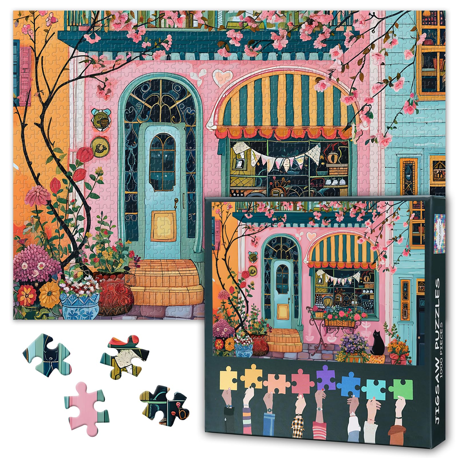 Black Cat Jigsaw Puzzles Challenging 1000 Piece Jigsaw Puzzles for Adults Landscape 1000 Pieces Jigsaw Puzzle Family Game Finished Size 19.5 x 27.5