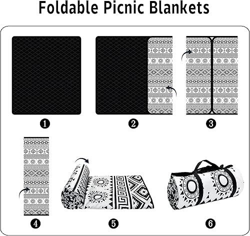 Miniatura 10 de Supfitness Manta de picnic extra grande impermeable plegable (60 x 80 pulgadas), manta de playa impermeable a prueba de arena, 3 capas para el aire