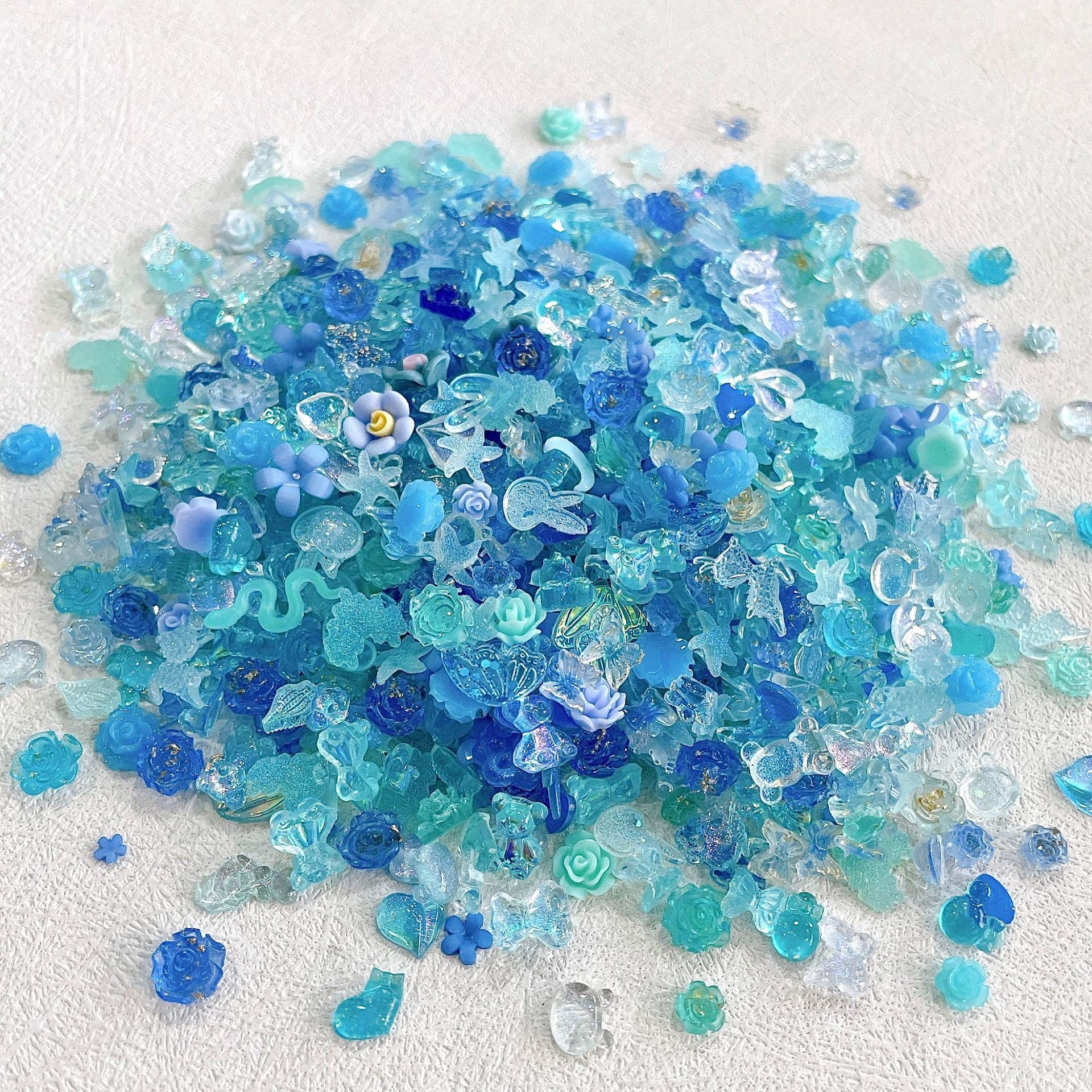 Liroyal ネイルパーツ ジュエリーパーツ リボン ネイルアート デコパーツ レジンパーツ ネイルストーン ランダム形 蝶結び カメリア 立体 3D 可愛い おしゃれ ハンドメイド 手芸 手作り ネイル用 ブルー パープル
