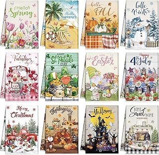 29 Handmade Cookie Jar Decor Ideas For Cozy Kitchens 16 12 Pcs Seasonal Kitchen Towels Set for All Holidays Hand Dish Tea Towels...