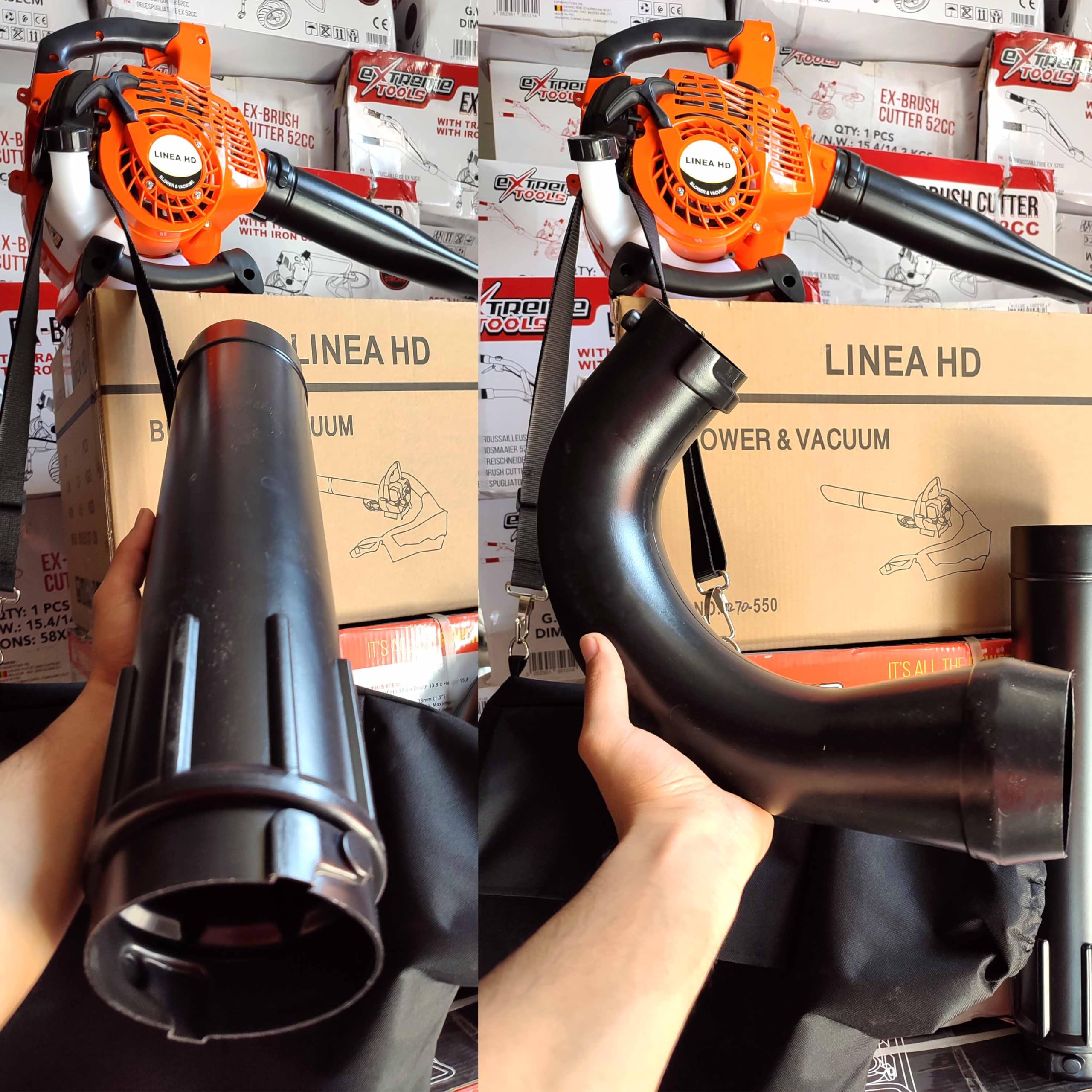 Soplador/Aspirador/Triturador de Hojas a Gasolina 26cc 2 Tiempos – Línea HD con Bolsa Recolectora y Accesorios