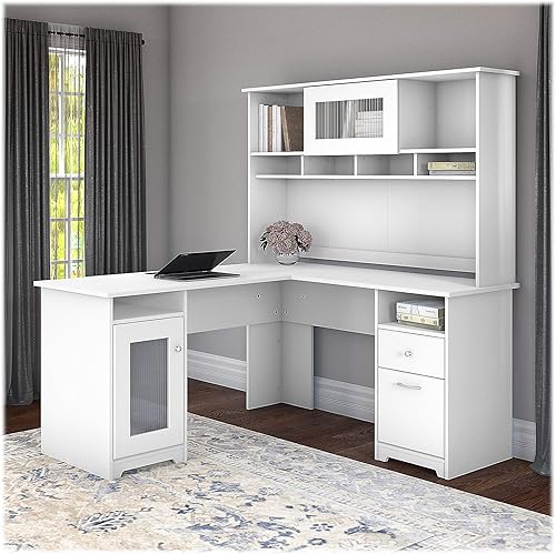 Miniatura 6 de Bush Furniture Cabot - Escritorio para computadora en forma de L con gabinete, 60 W, en color blanco