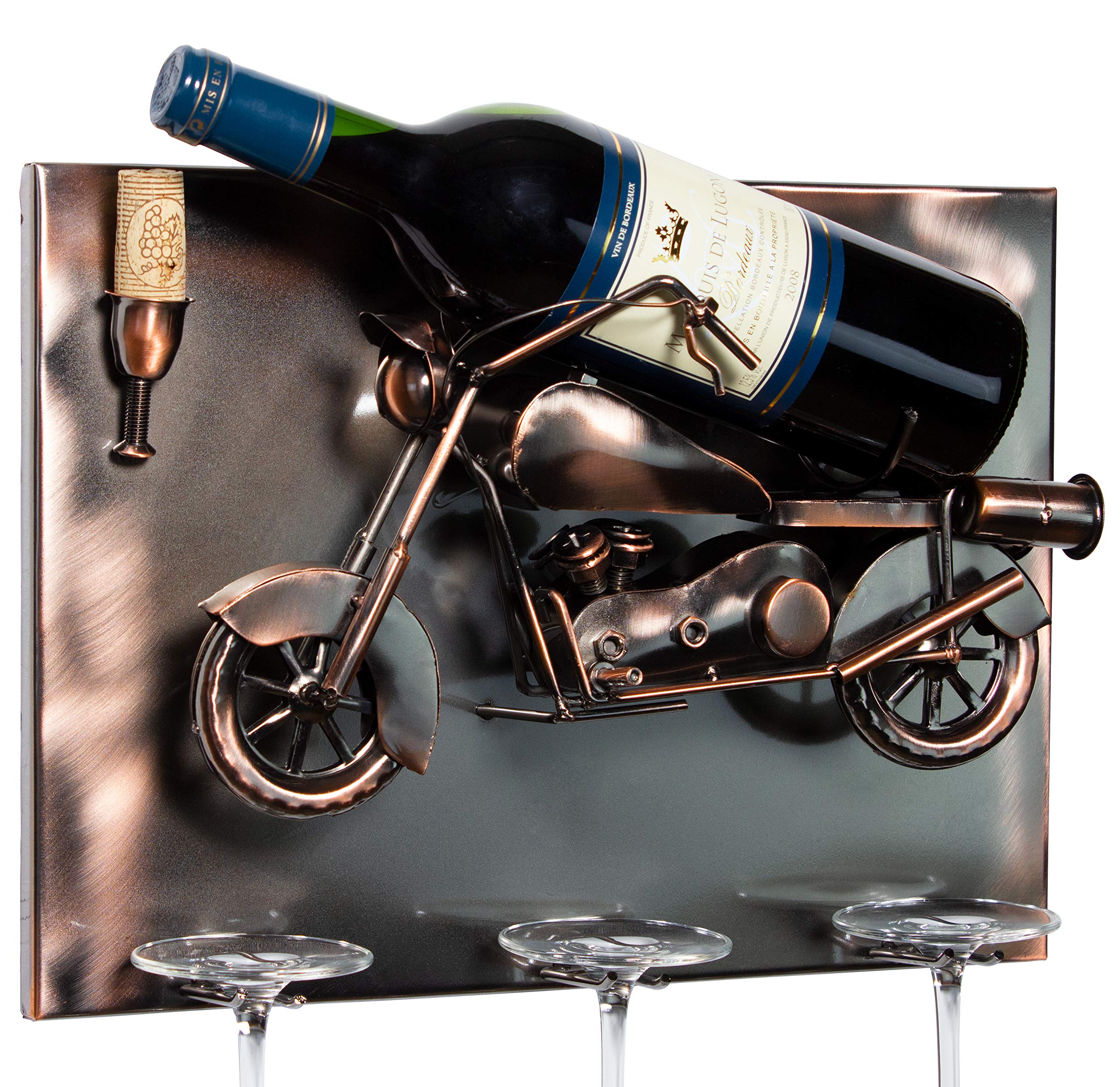 BRUBAKER Wijnfleshouder 'Grand Piano' metalen sculptuur met wenskaart