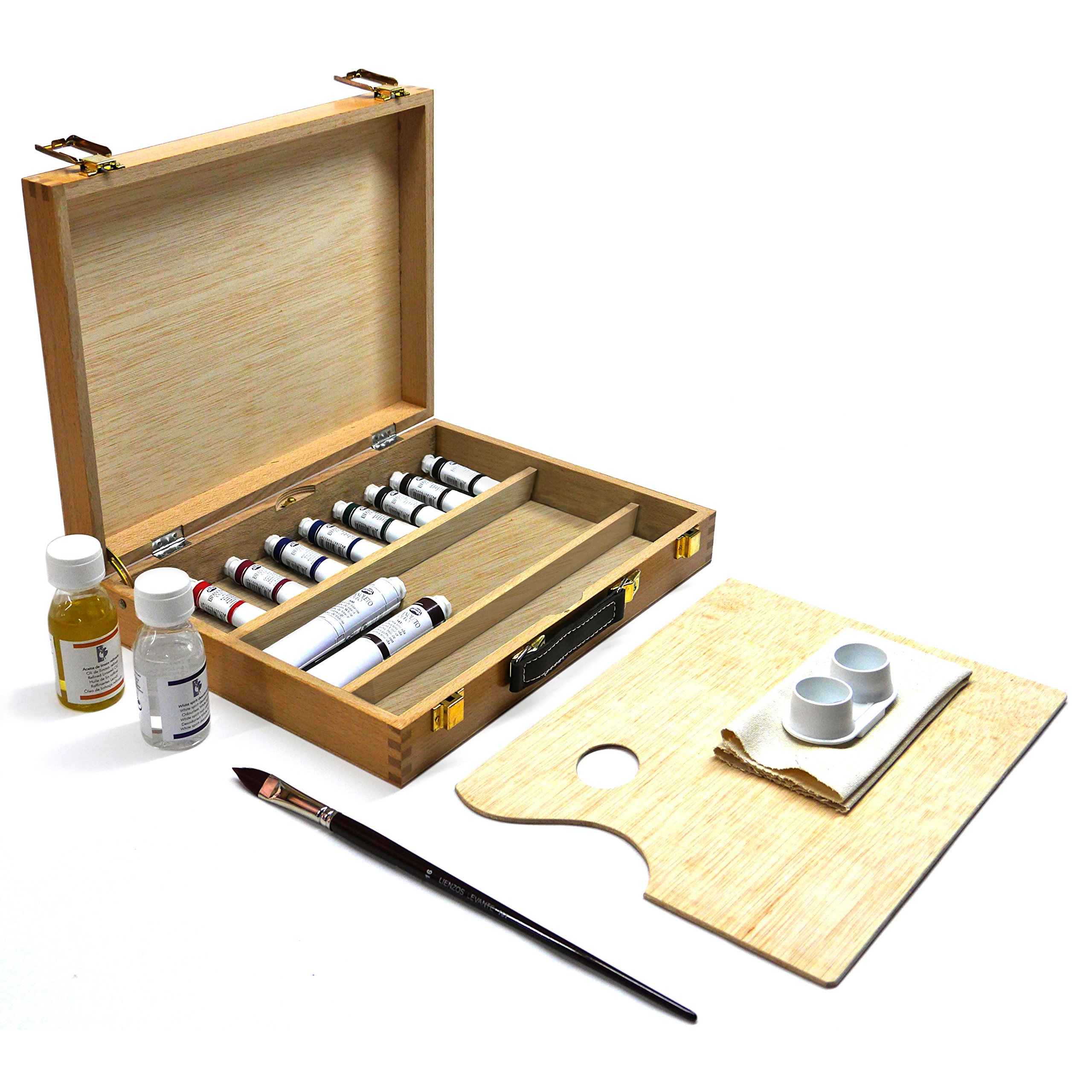 Lienzos Levante Caja Pintura 4-L, de Madera de Haya, Surtido de Óleo Españoleto 02, 37x28x7 cm