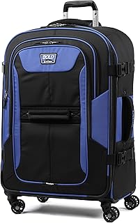 Bold-Softside Expandable Luggage with Spinner Wheels, Blue/Black, Checked-Medium 26-Inch