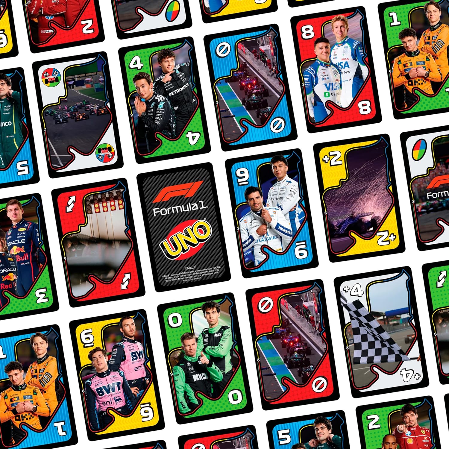 Mattel Games UNO F1 Card Game for Kids, Families, Travel & Camping, Deck Features Images from the World of Formula 1 Racing image 3