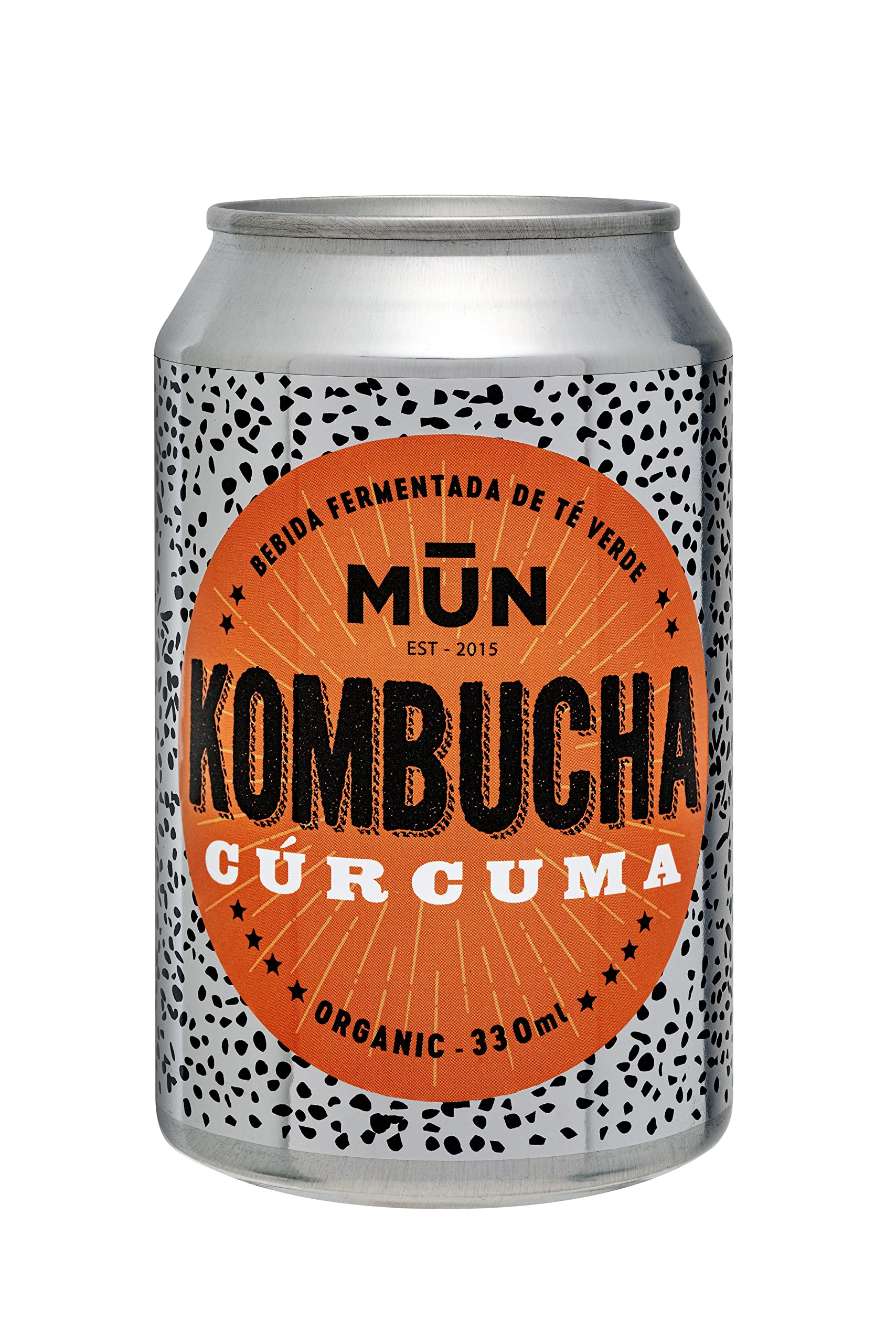 Mūn Ferments Té Kombucha Pack 12x330ml - Bebida Ecológica Con Probióticos - Té Kombucha Cúrcuma - Sin Azúcar Y Baja En Calorías - Latas Libres De BPA - Infusión Fermentada Artesanal - Libre De Gluten