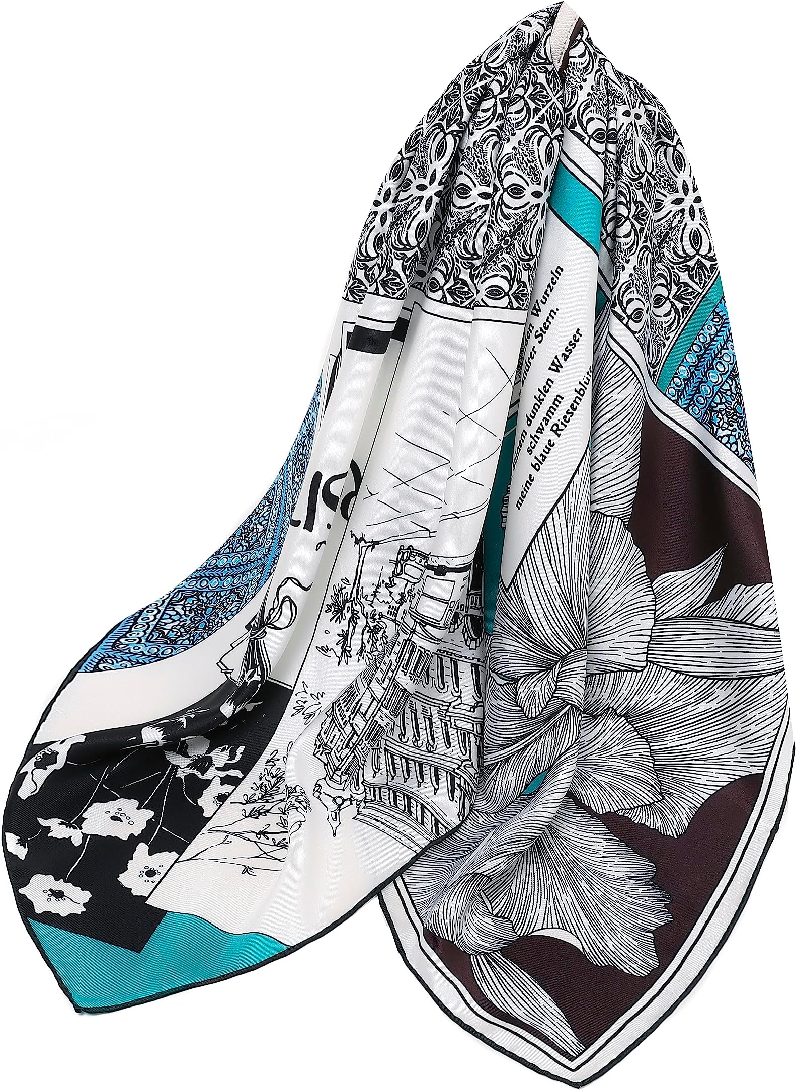 STARWHISPER100% Pure Mulberry Silk Square Scarf-35''x35''14MM Lightweight Neckerchief Hair Scarves Headscarf Night Sleeping