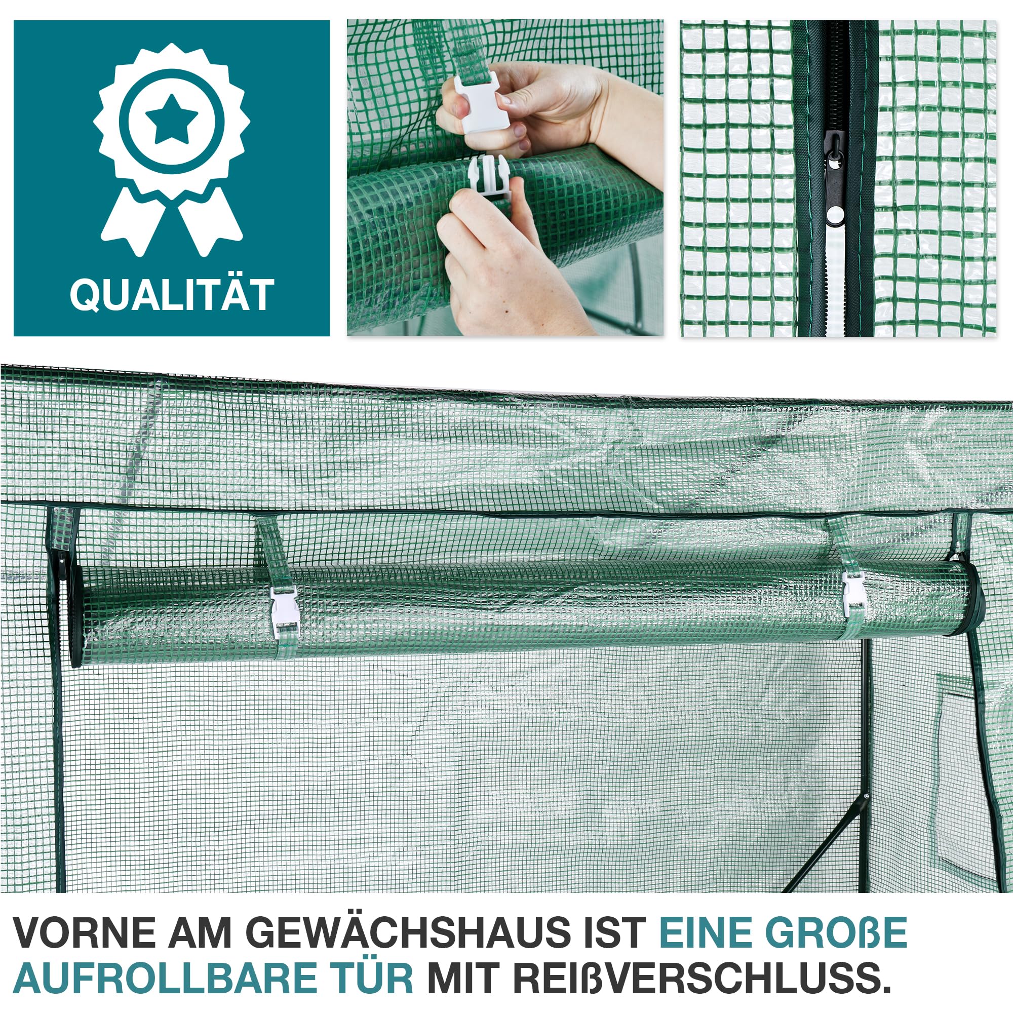 TOM Foliengewächshaus 1,6 m² – Folientunnel 140 g/m², Grün