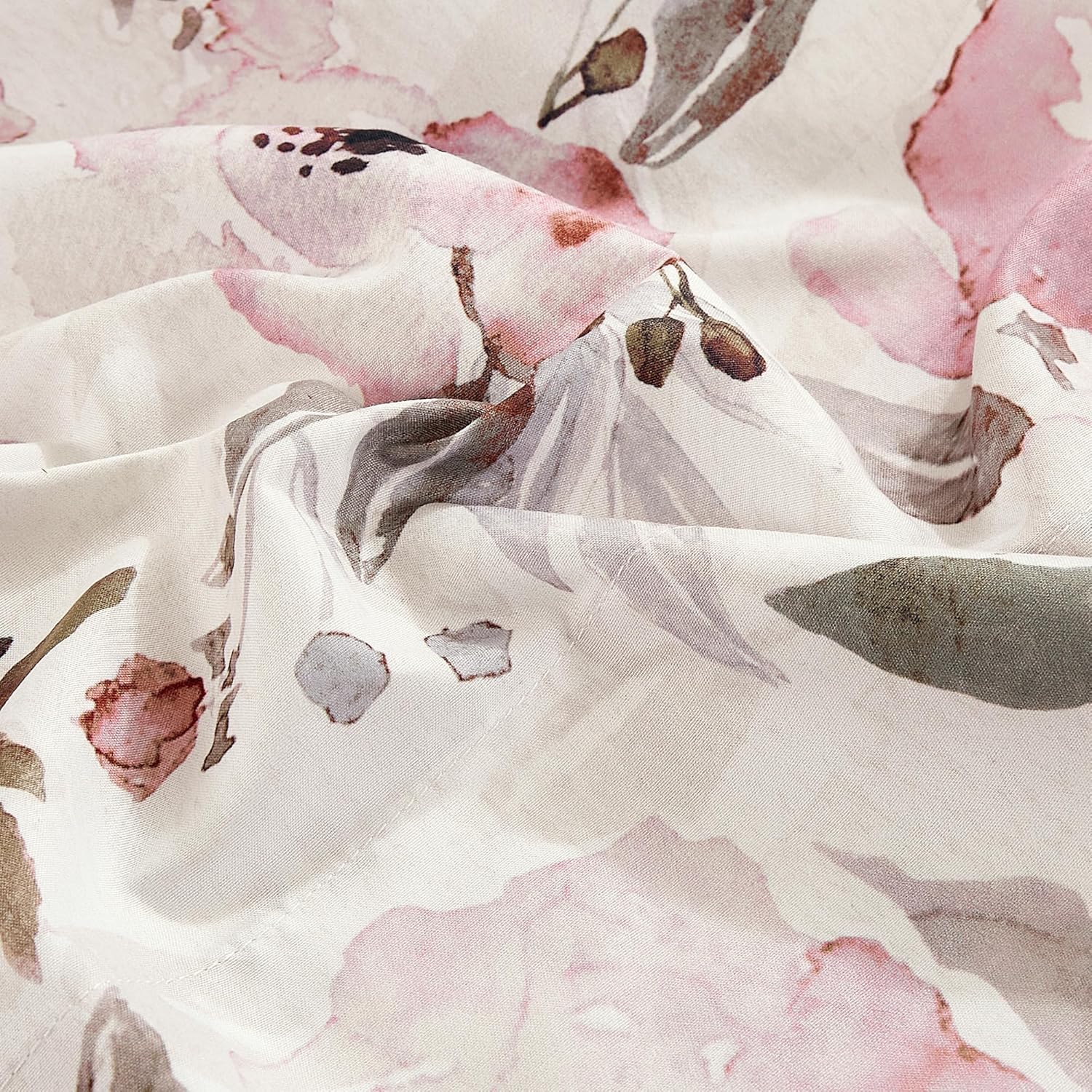ESCA 4-Piece Pink Floral Sheet Set King Size, Pink Bed Sheet Set