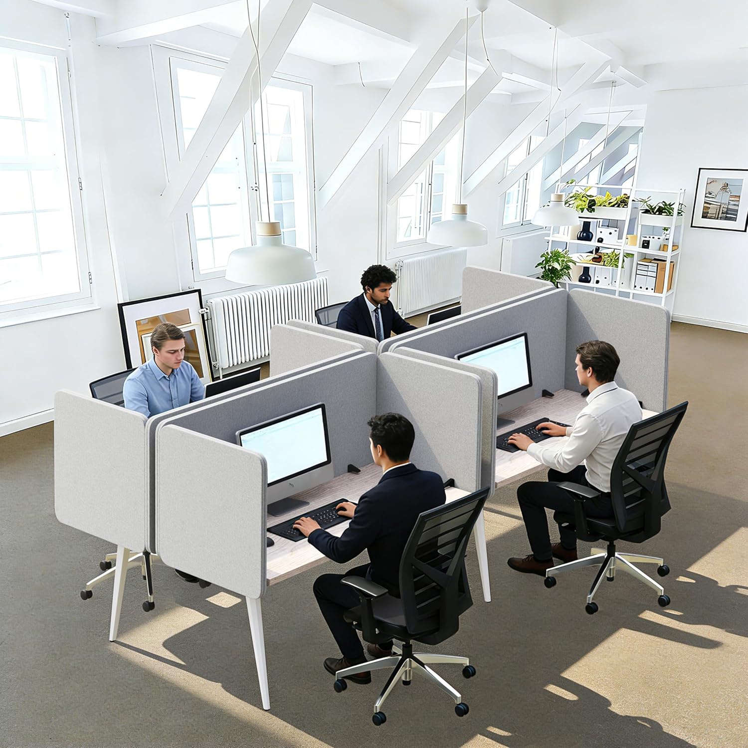 Desk Privacy Panel 24 x 24 Inch, Sound Absorbing & Proof Desk Divider for Office, Clamp-on/Screw-on Acoustic Desk Back Panel Partition, Gray