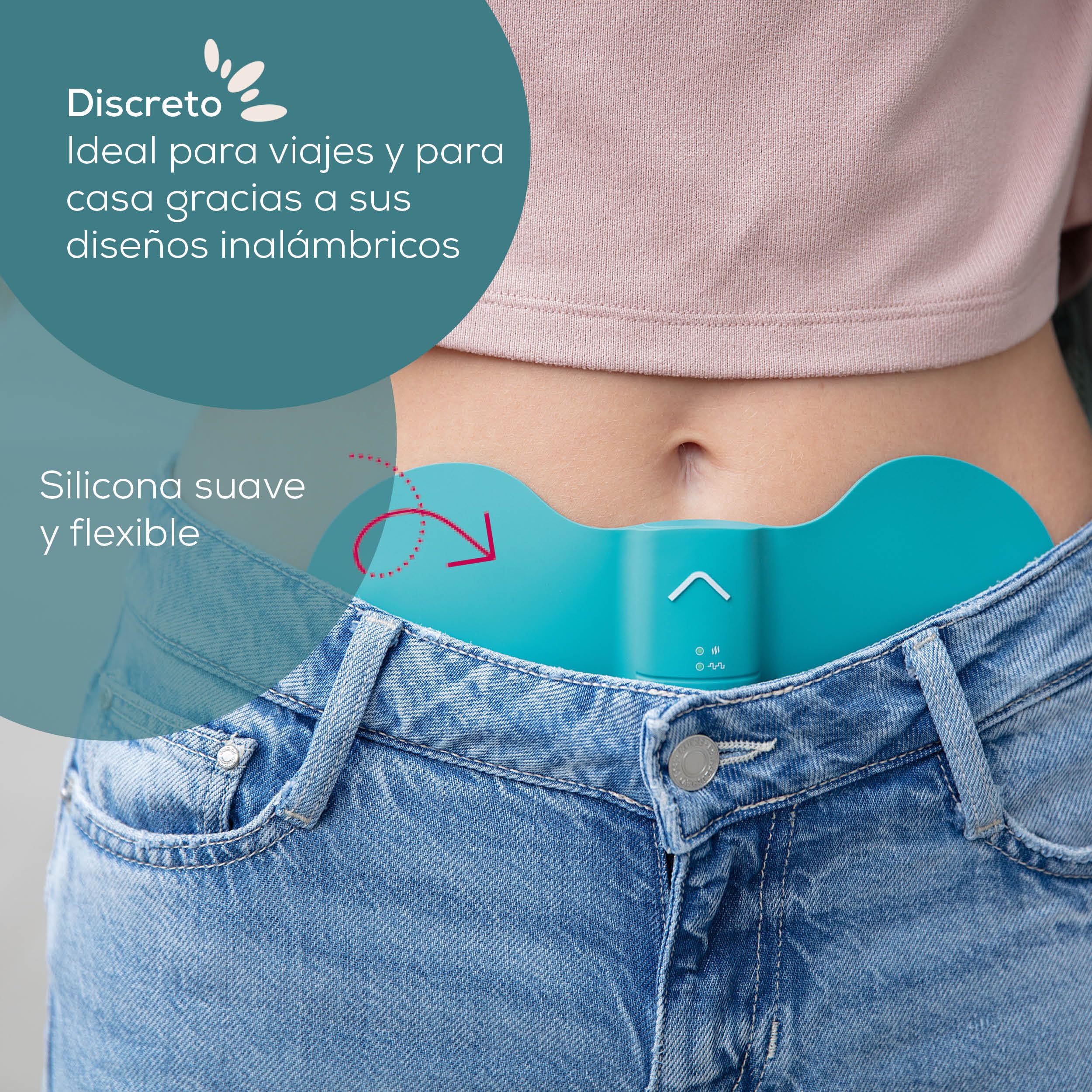 Beurer EM 55 Menstrual Relax+ , contra el dolor menstrual y el dolor de la endometriosis, TENS y función de calor, con batería recargable, superficie de calor más grande, turquesa