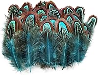 Vista 1 de 50 piezas de plumas de plumaje de faisán natural de 2-3 pulgadas, plumas de plumaje para costura, manualidades, ropa, accesorios decorativos - azul