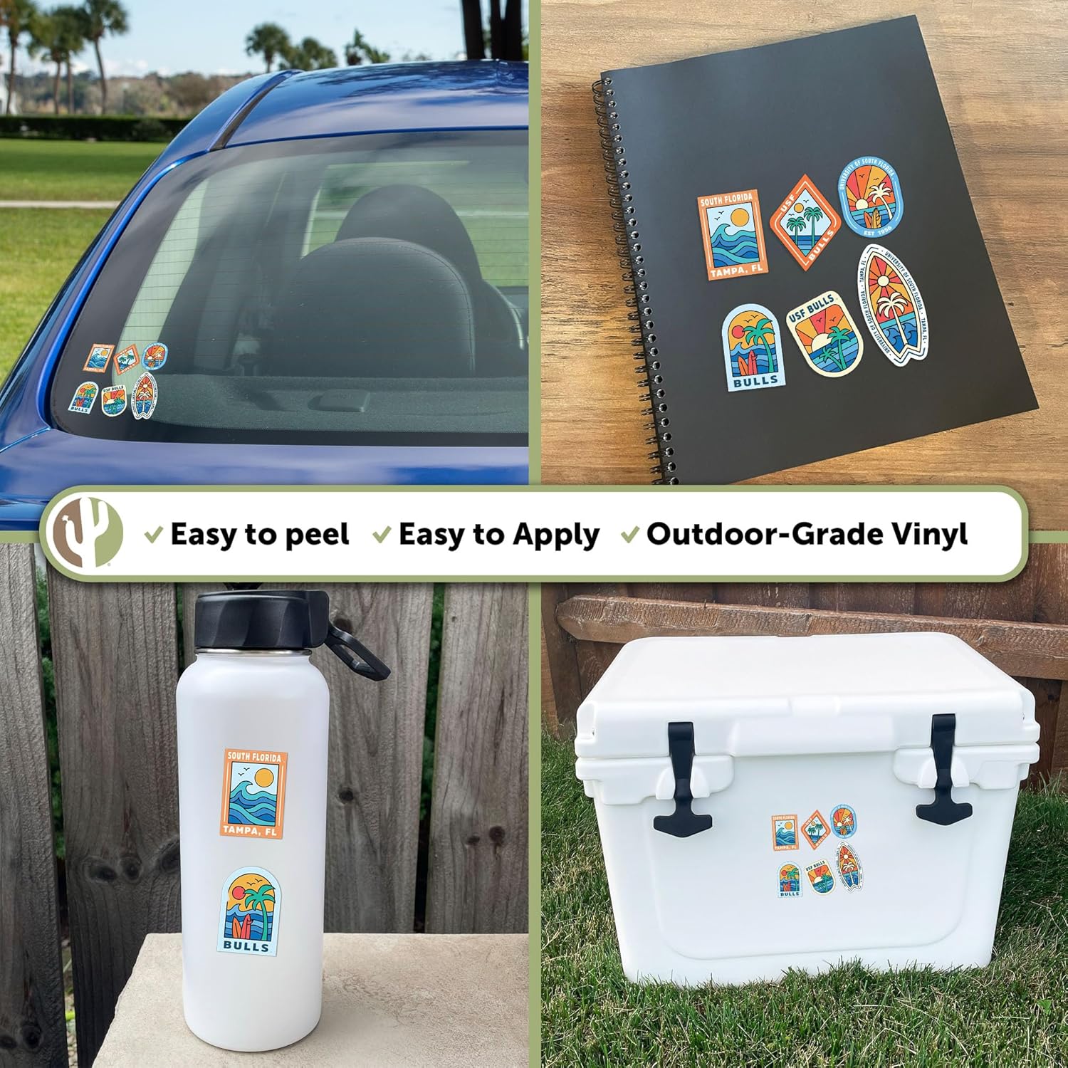 Desert Cactus University of South Florida Sticker USF Bulls Vinyl Decals Laptop Water Bottle Car Scrapbook T2 (Type 2-Surfing) - Image 5