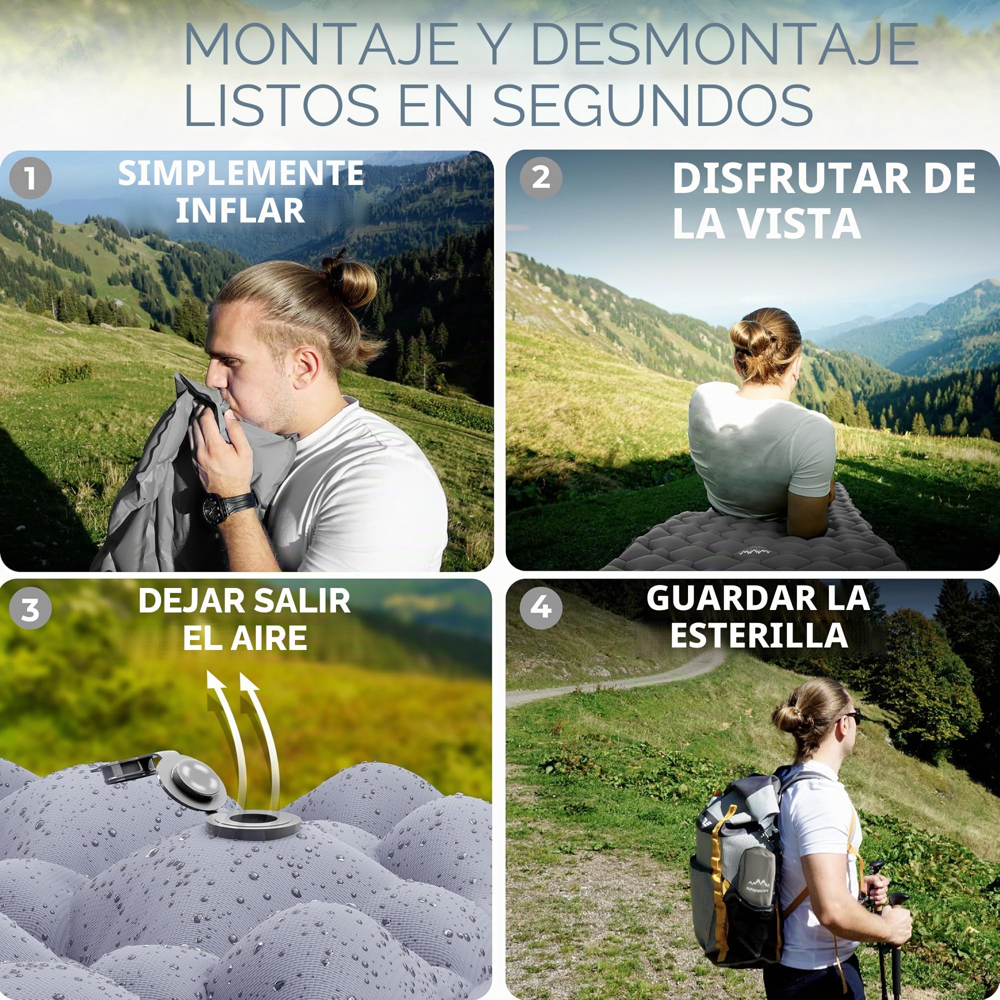 Alpenwert® Colchoneta aislante para exteriores [tamaño pequeño y ultraligero] Colchón de aire perfecto para camping, senderismo, mochilero UVM. - Esterilla hinchable para dormir