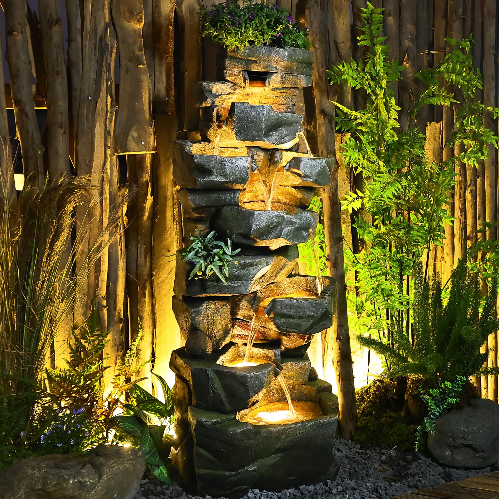 Sunlinua 58 Inch 7-Tier Outdoor Water Fountain