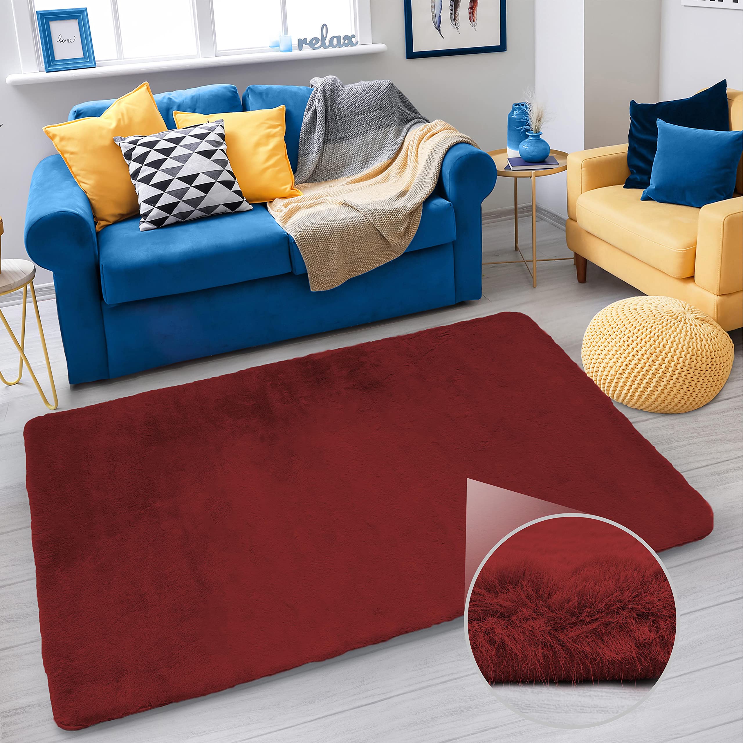 Tapis antidérapant rouge pour salon et chambre | Fini les sols froids