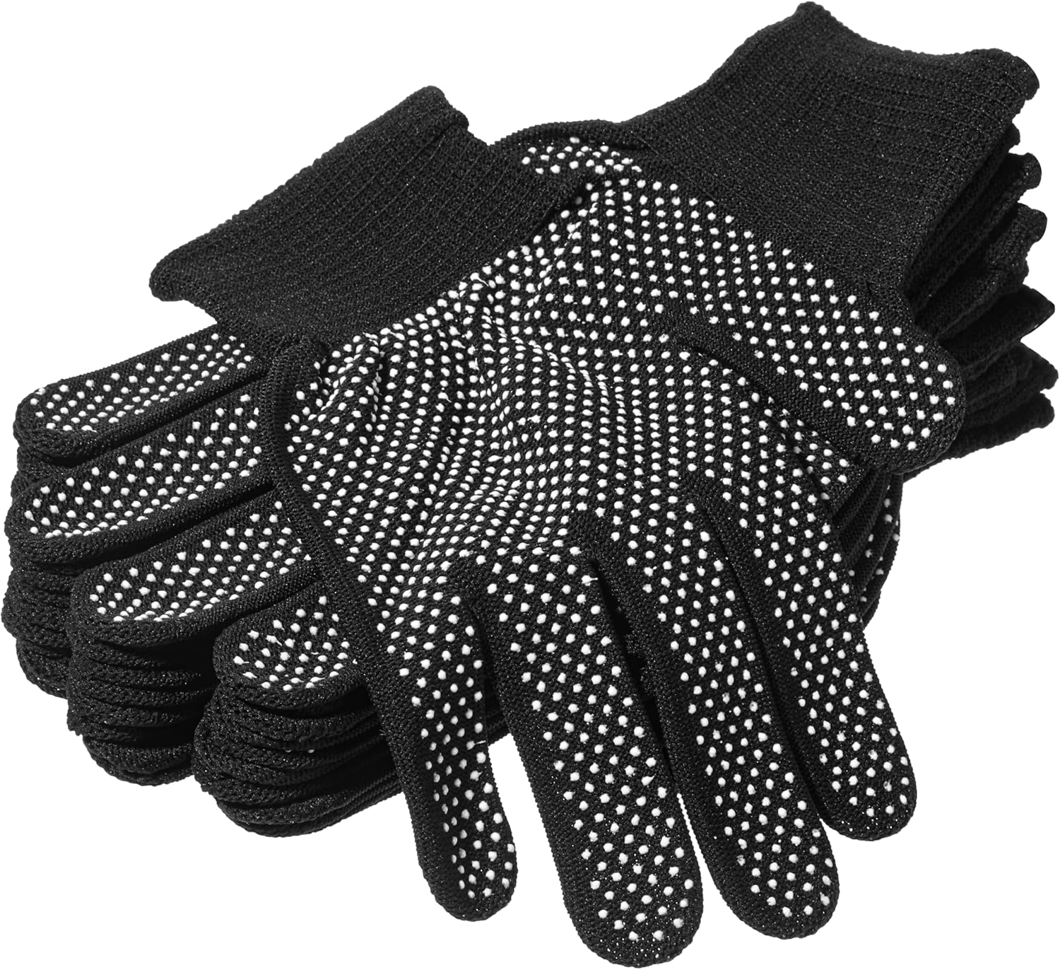12 Pcs Work Gloves, Black Anti-slip Knitted Stretchy Cloth Glove Working Gloves Thin Moist Glove Liners for Men Women for Garden Warehouse Work