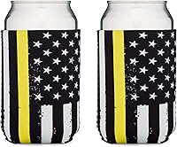 Vista 6 de Great 1 Productos Thin Blue Line Fundas plegables para latas de cerveza y botellas de cerveza - Paquete de 2 - Tamaño estándar de 12 oz - Neopreno