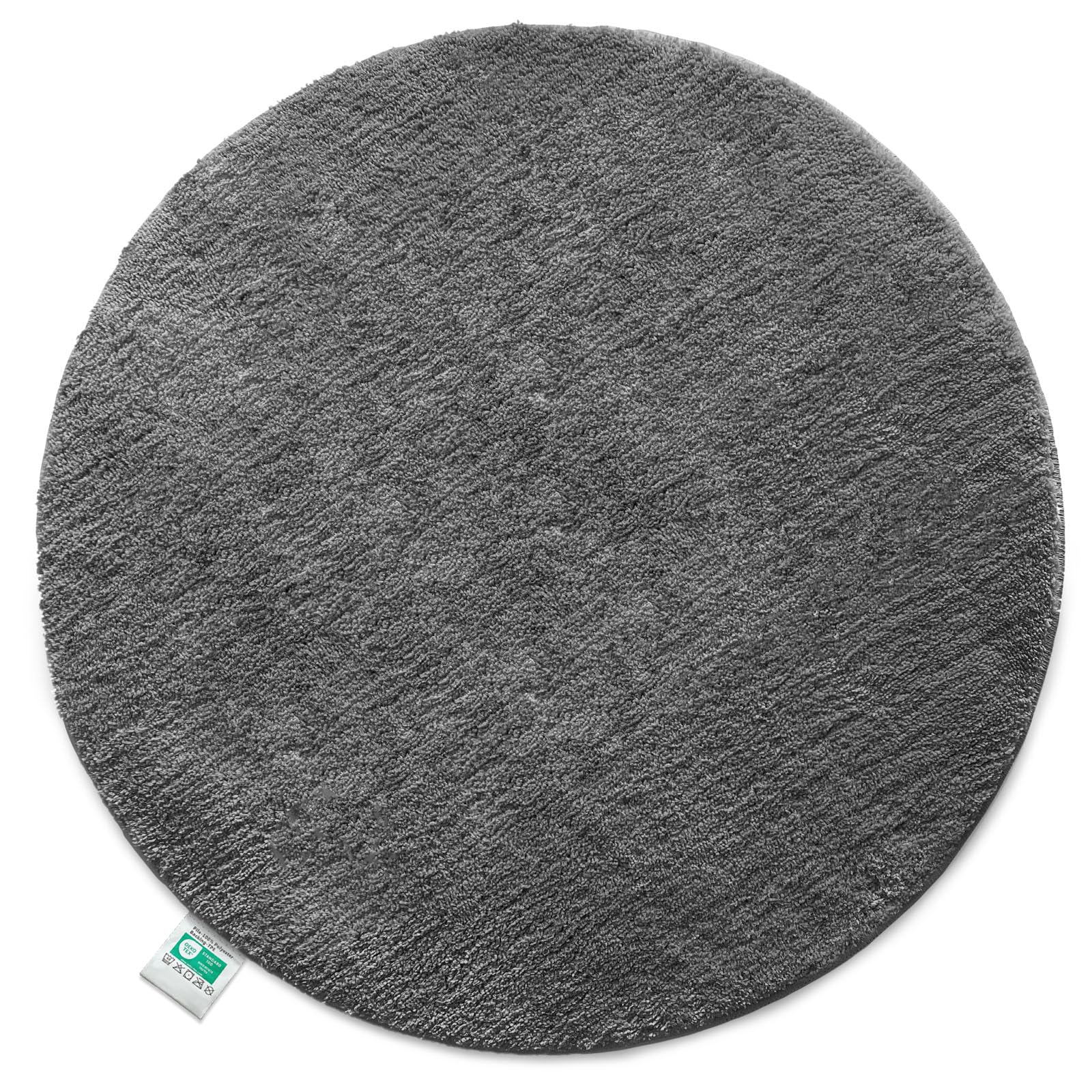 Floordirekt Badematte Sky, Badteppich in Rund, Dichtes, Flauschiges Wohlgefühl für Ihr Zuhause, Badvorleger rutschfest waschbar, schadstoffgeprüft (Dunkelgrau, 120 cm (Rund))